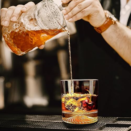 Miniatura 6 de Whiskey Glasses Tumbler Set of 4 Rocks Glasses Cocktail,Juice,Beer,Iced Coffee,Old Fashioned Glasses,Thick & Heavy Glass Glasses with Heavy Base 10oz