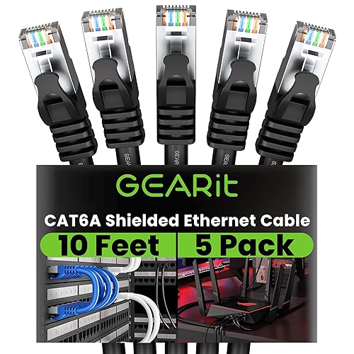 Miniatura 21 de GEARit Cable Ethernet Cat6A (30 pies, negro) SSTP blindado sin enganches de 10 Gbps, cable Ethernet blindado SFTP, 26AWG 4 pares de cables Cat6 de