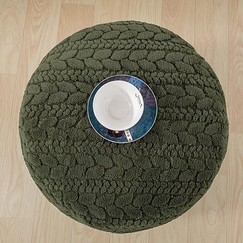 Miniatura 8 de Funda para puf otomano sin relleno: taburete redondo de piel sintética, puf de felpa (sin relleno incluido), perfecto para sala de estar, dormitorio