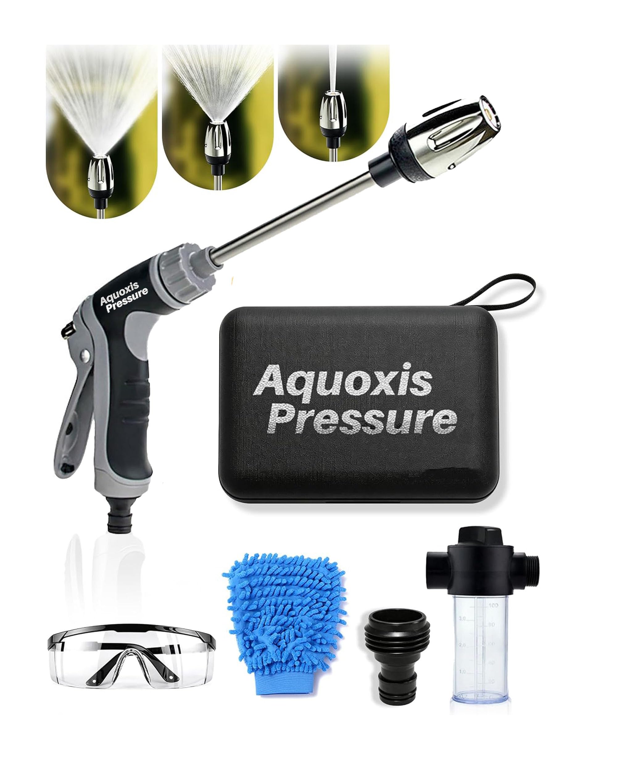 Washer Gun, High Pressure Garden Hose Nozzle with 360° Rotating Nozzle, 3 Spray Modes, Handheld Jet Nozzle Power Washer for Garden Hose - Fit with U.S. 3/4In Threaded Hoses(Grey-A) — view 9
