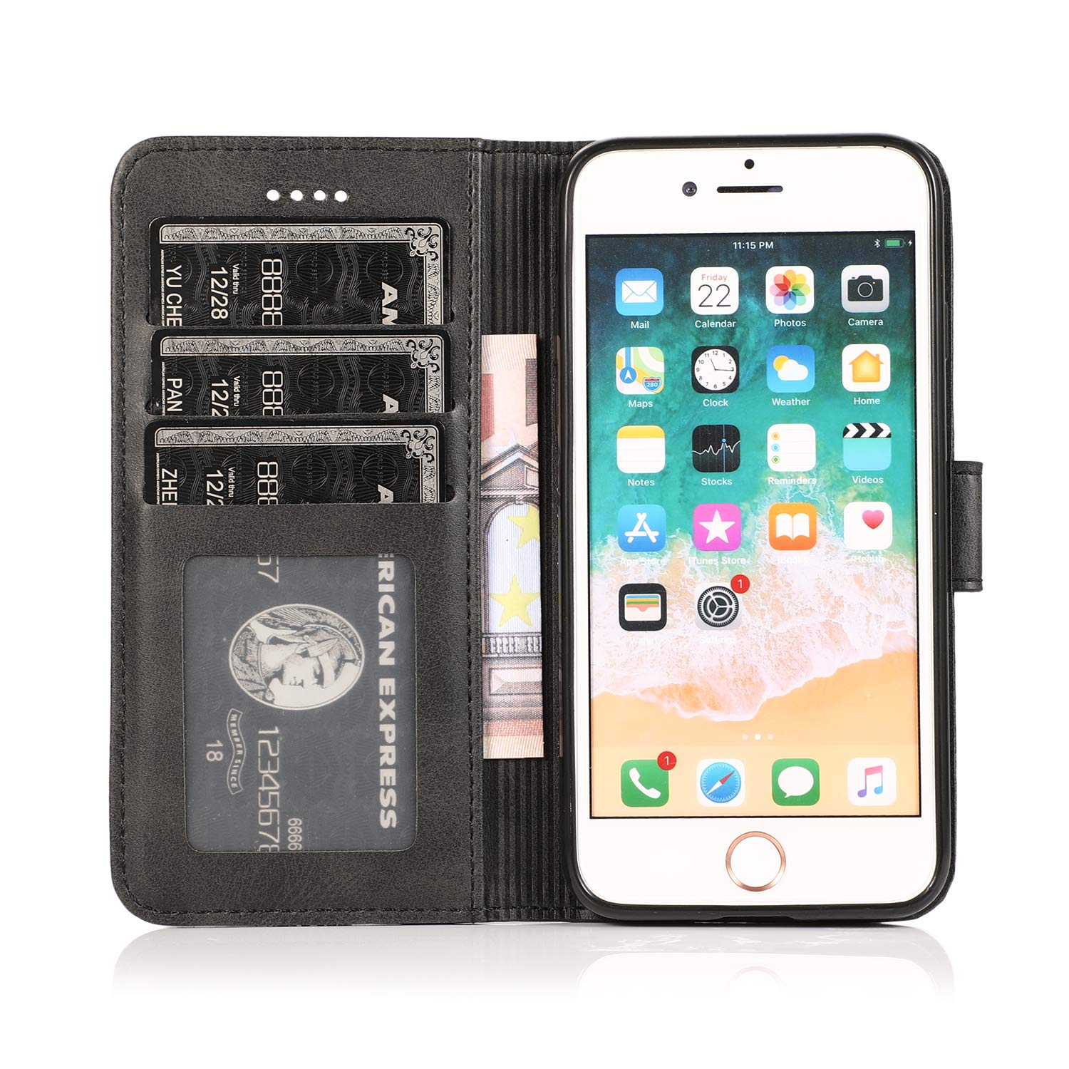 ZCDAYE Custodia A Portafoglio Con Cerniera Per IPhone 7/8/SE 2020 – Pelle PU Viola Con Glitter, Slot Carte, Supporto E Cinghia