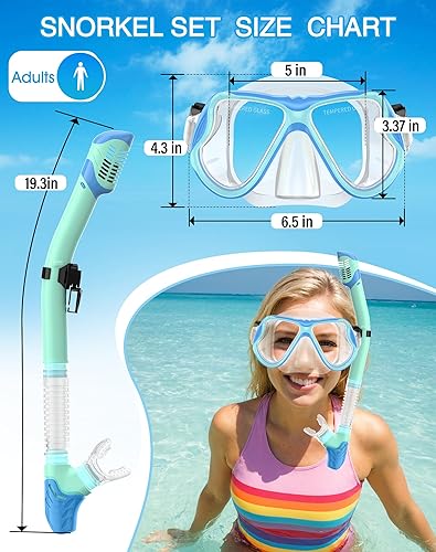 Miniatura 5 de Greatever Snorkeling Gear for Adults, Dry Snorkel Set Panoramic View Snorkel Mask, Anti-Leak Anti-Fog Scuba Diving Swimming Mask with Adjustable