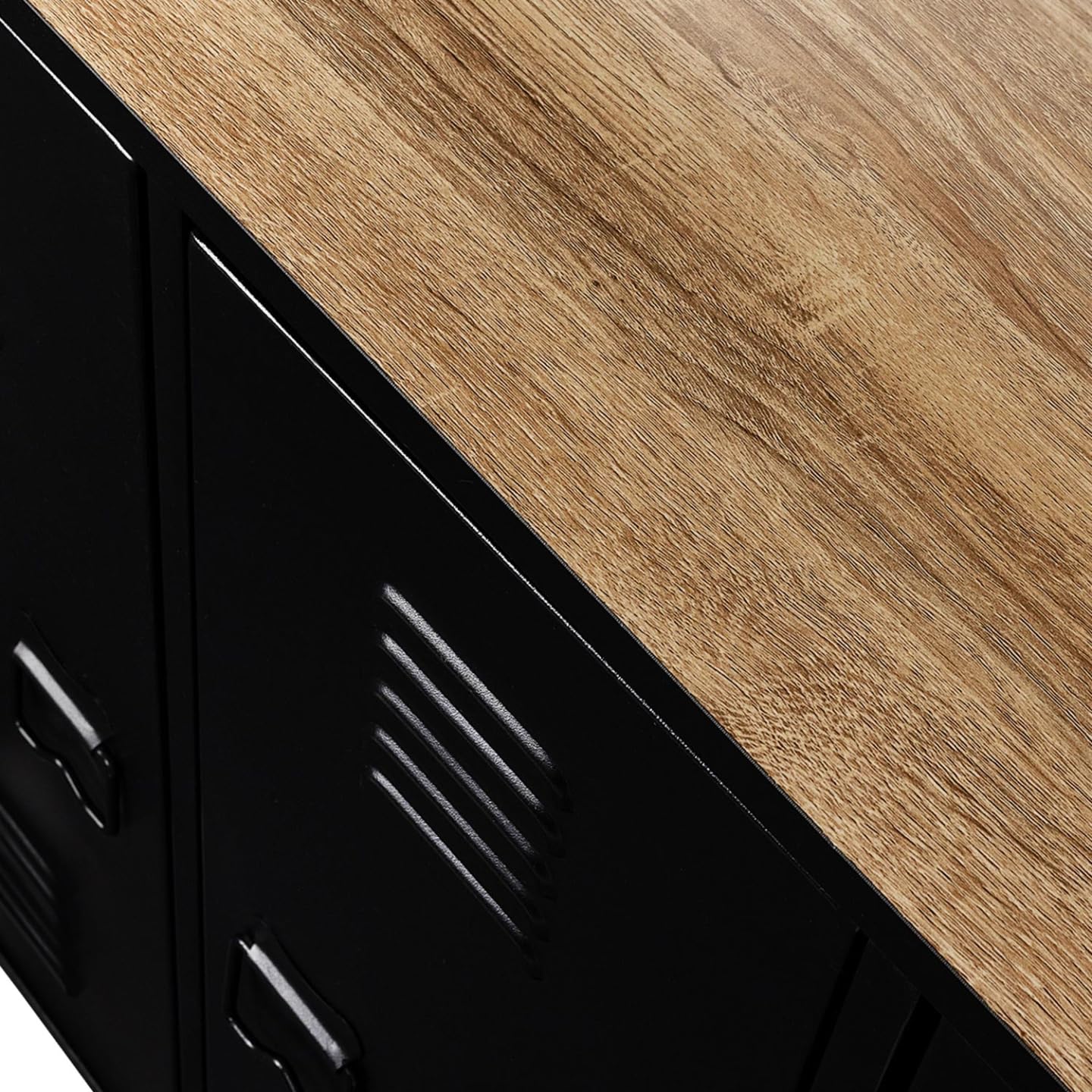 IDMarket - ESTER Buffet da bar a 3 ante in metallo nero con piano in faggio