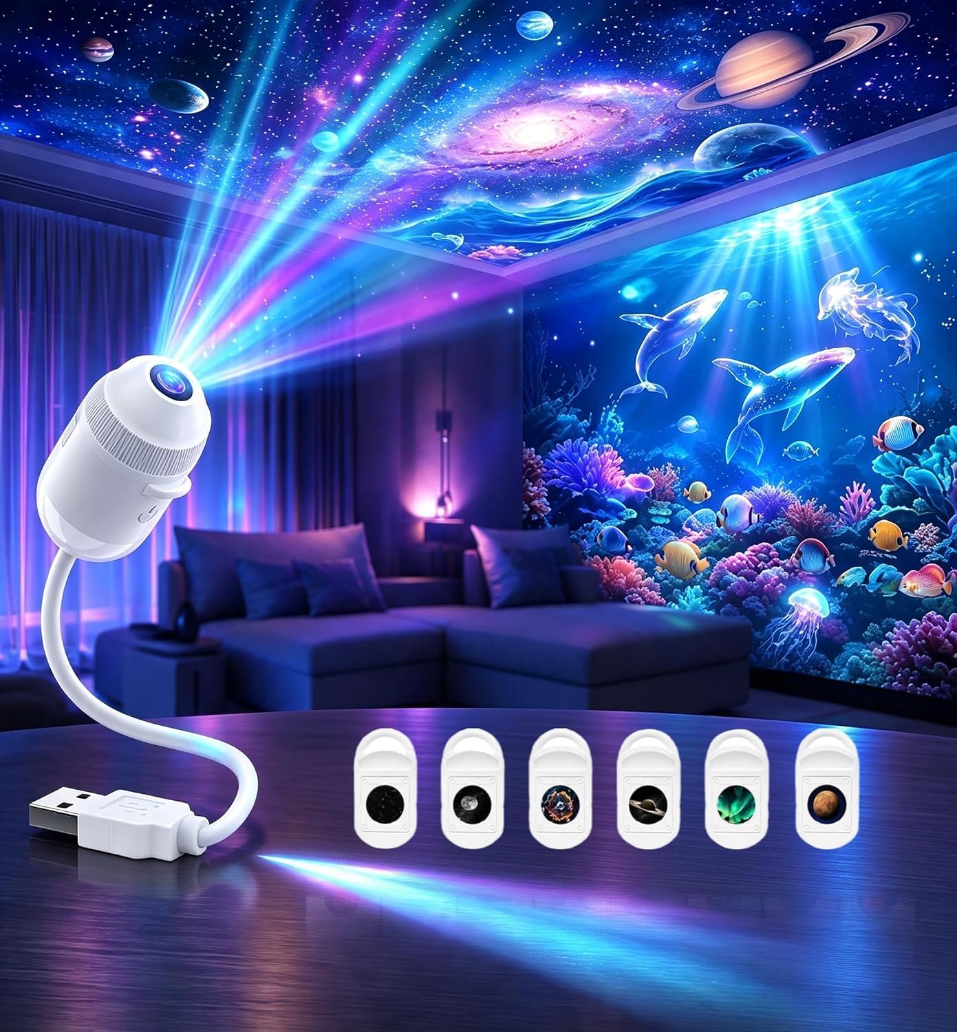 HD Smart Dynamic 5D Holographic Night Light Projector Plug and Play — image 1
