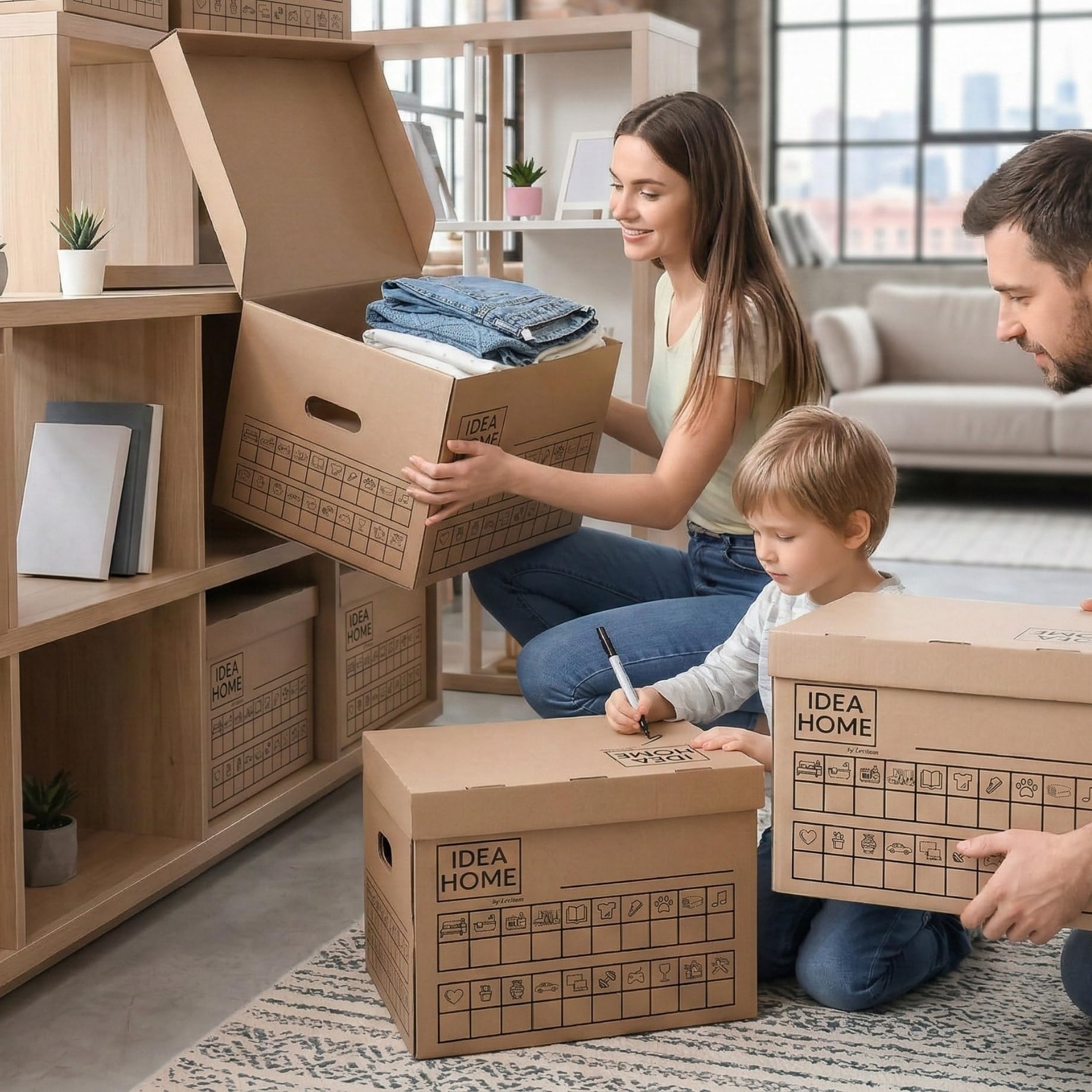 IDEA HOME MOOVE Lot de 6 Cartons de Déménagement Renforcés 30 kg 5 Couches 420 g/m²