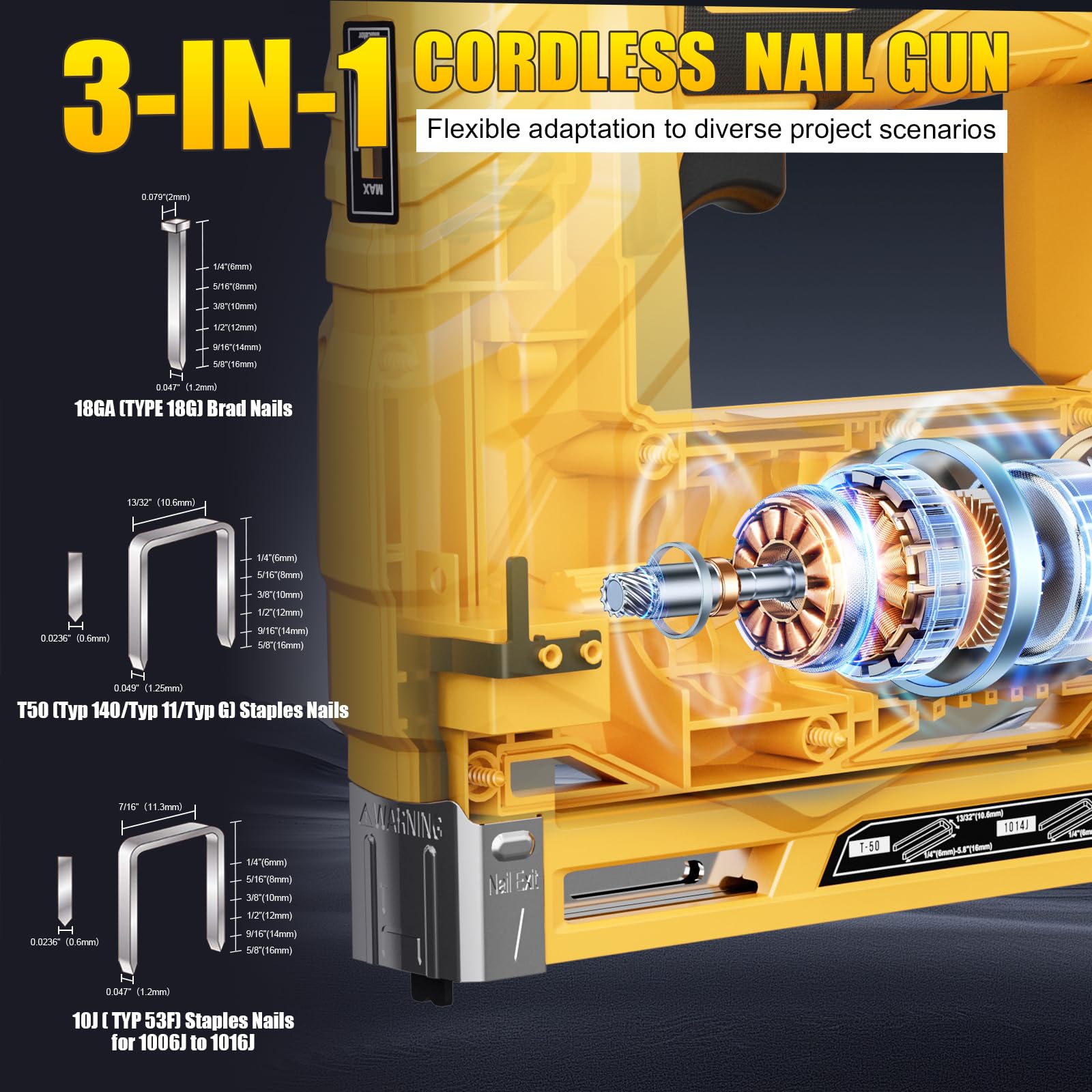 3-in-1 Cordless Staple Gun - Brad Nailer & More -2 3-in-1 Cordless Staple Gun - Brad Nailer & More -2