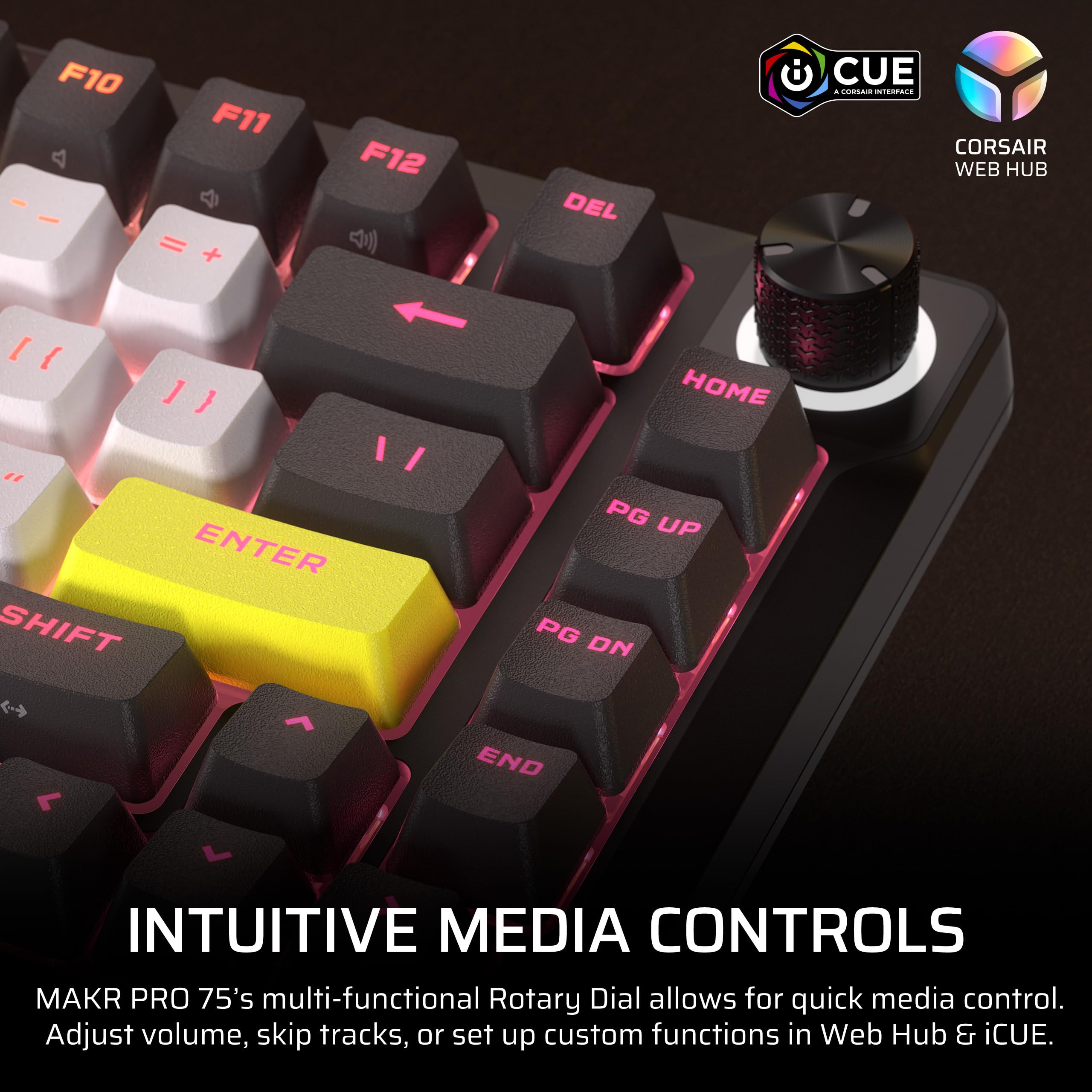 Corsair MAKR PRO 75 Hall Effect Tastiera meccanica magnetica da gioco fai da te cablata - Layout al 75%, switch MGX Hyperdrive, doppio controllo, grilletto rapido, SOCD FlashTap, 8.000 Hz, USA