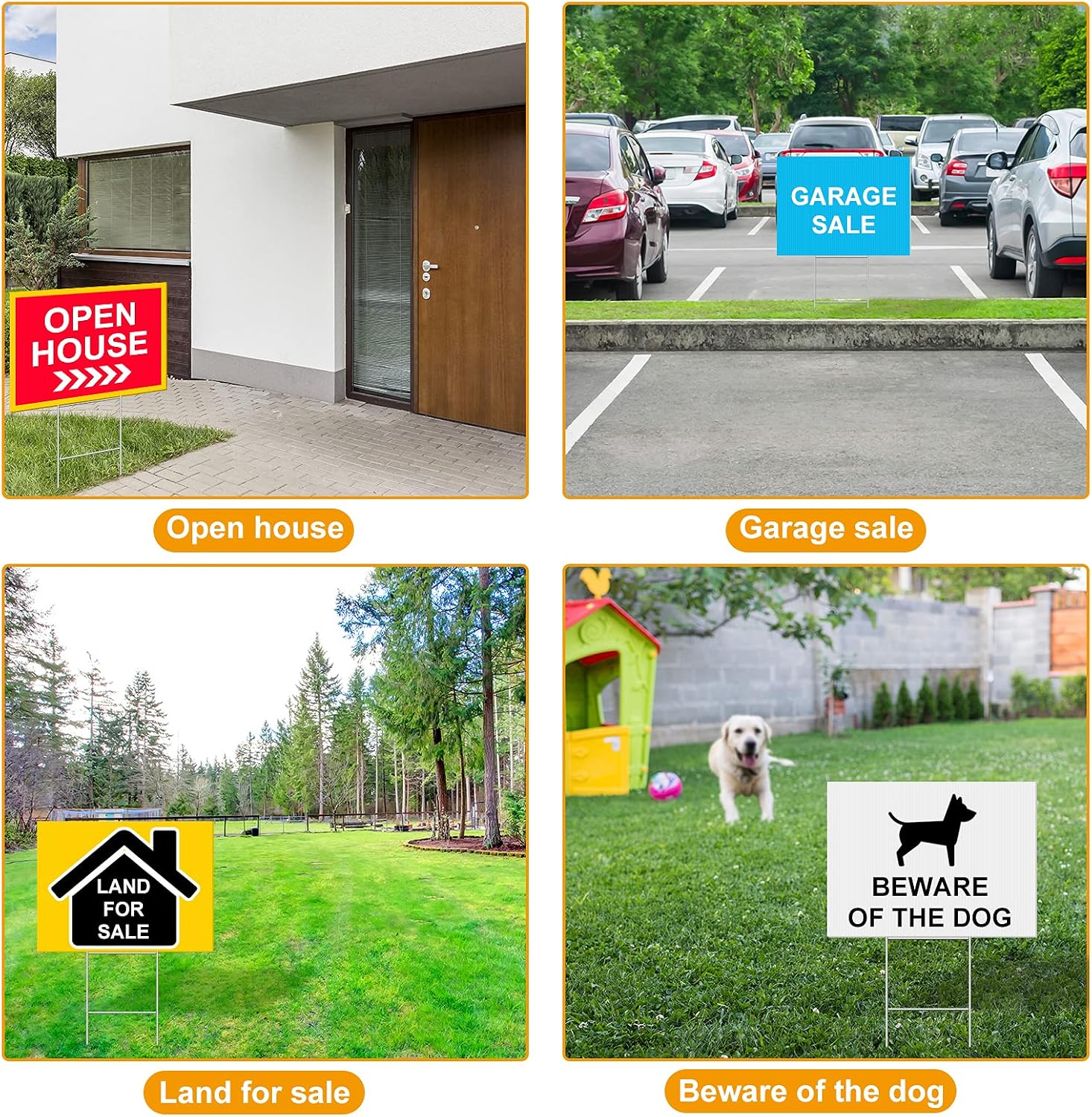 20 Pcs 16.5 x 7 Inches Metal Yard Sign Stakes H Stakes Wire Stakes Yard Sign Holder for Blank Yard Sign, IKAYAS Law Sign Garden Yard Signs for Party Decorations,Garage Sale, Guidepost, Open House