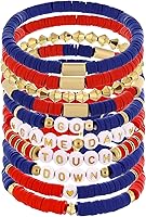 Vista 1 de Cooluckday 𝐇𝐞𝐢𝐬𝐡𝐢 𝐁𝐞𝐚𝐝𝐞𝐝 𝐒𝐭𝐫𝐞𝐭𝐜𝐡 𝐁𝐫𝐚𝐜𝐞𝐥𝐞𝐭𝐬 for Women Stackable Polymer Clay Beads Bracelets Bulk Boho Friendship Jewelry Set for Women