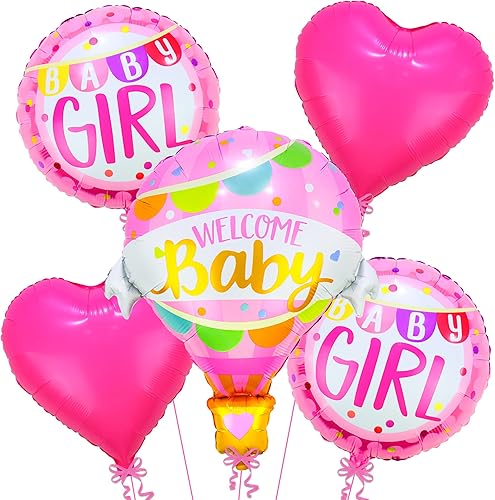 KatchOn, Globos de bienvenida para bebé niña, 31 pulgadas, paquete de 5 globos de bienvenida para niña  Globos de Mylar para niña  Decoraciones de