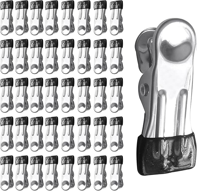LOYONAL Metal Clothes Pegs For Washing Line Strong - 40Pcs Stainless Steel Clothes Pegs - With Rubber Coating No Mark Washing Pegs - Heavy Duty Clothes Pegs For Laundry Drying (Black)