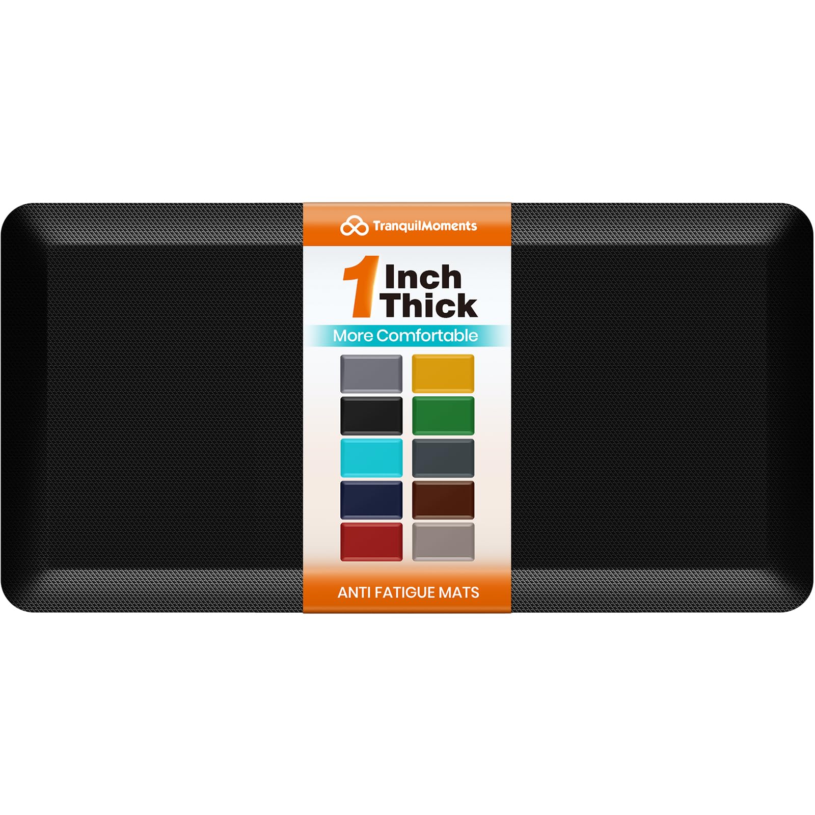 1-Inch Thick Anti-Fatigue Mat for Kitchen and Standing Desk, 20"x39", Black