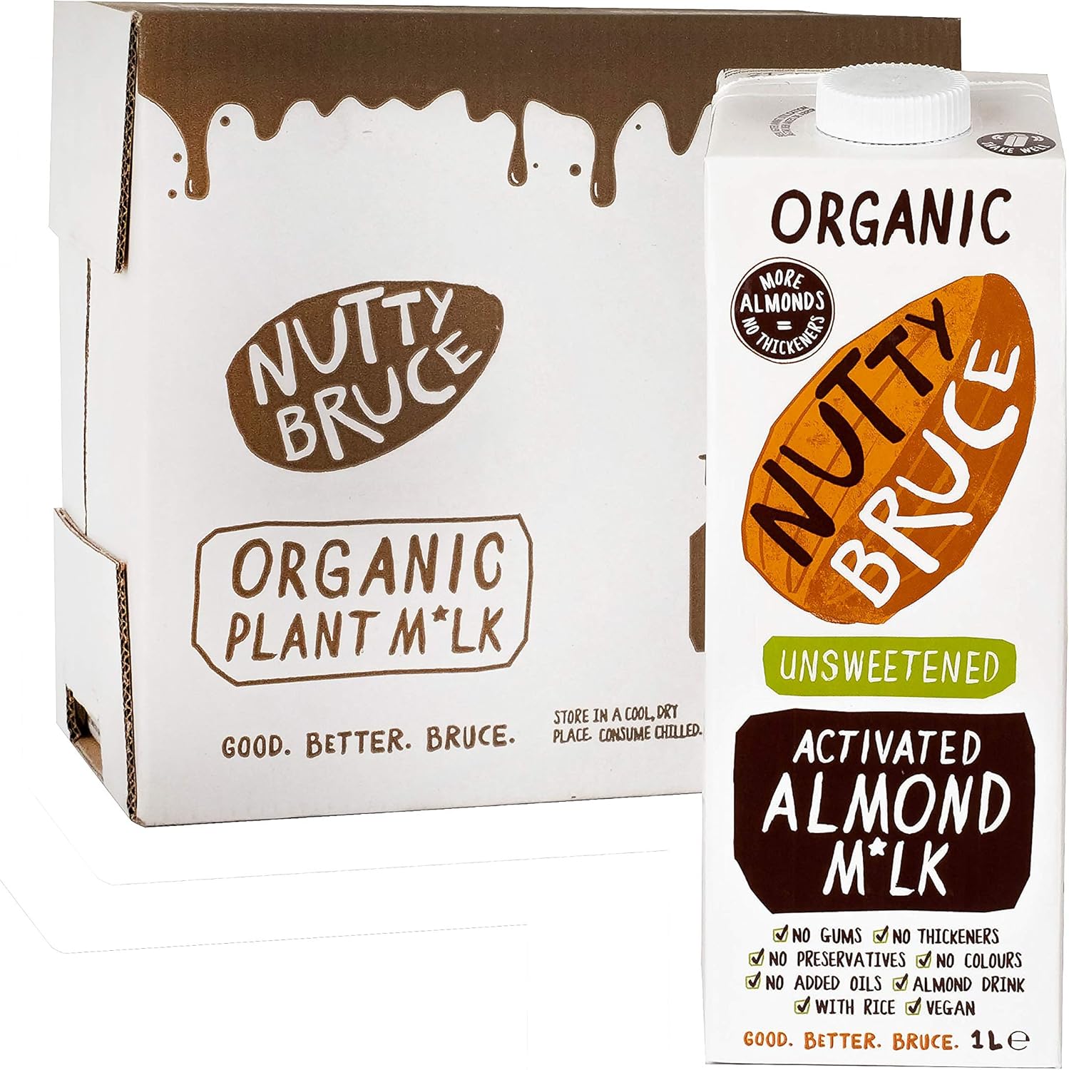 Nutty Bruce Unsweetened Activated Almond Milk Certified Organic