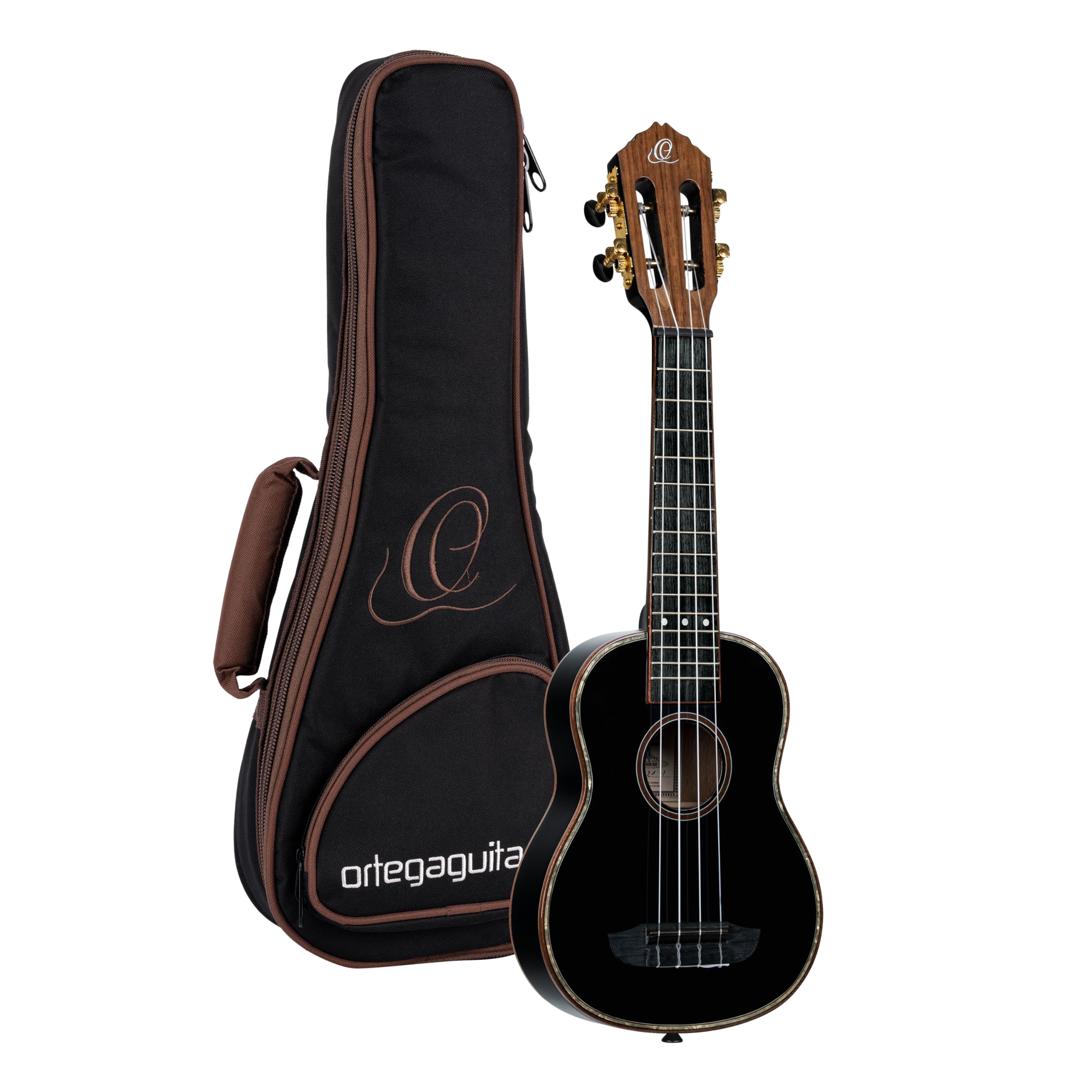 Ortega Guitars Ukulele Soprano Acustico – Onyx Series – Gig Bag Inclusa – Abete Rosso / Mogano, Black (RUOX-SO)
