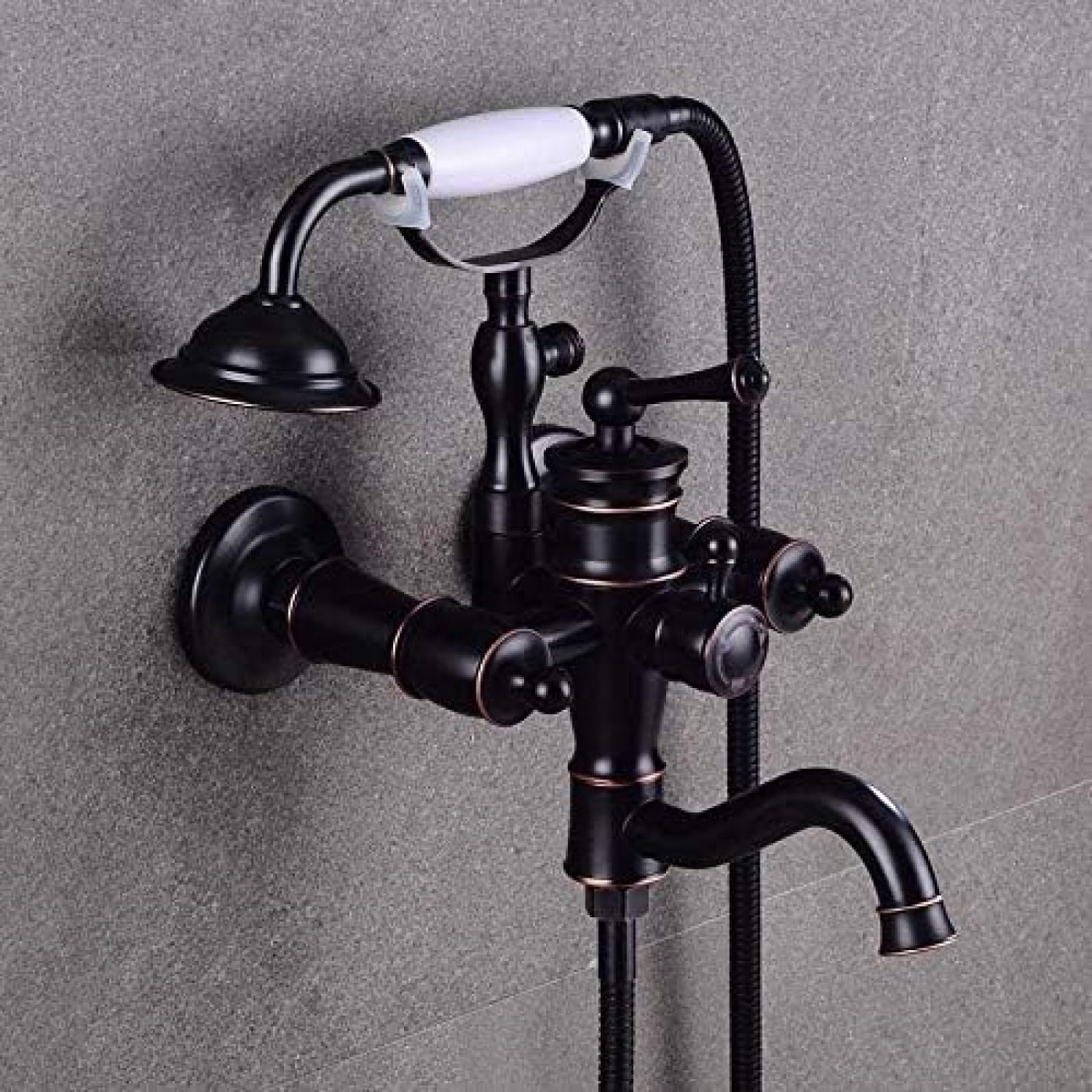 GLJTUO Shower system, 2 Colors Luxury Bathtub Faucets Black Brass Bathroom Faucet Mixer Tap Wall Mounted Hand Held Shower Kit Shower Faucet Sets-Chrome,Black,Black