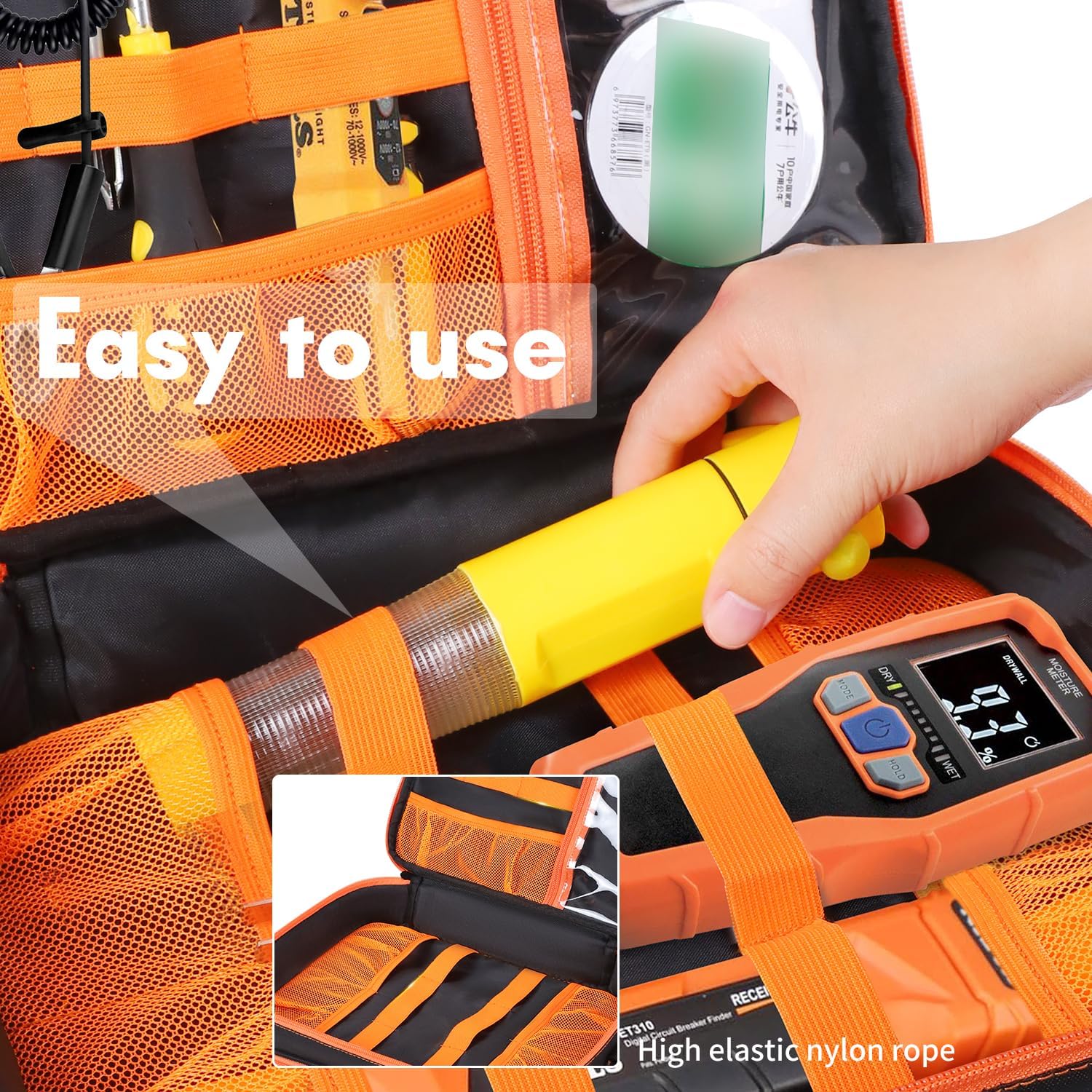 Storage Bag Compatible with Klein Tools ET310 AC Circuit Breaker, GFCI Outlet Electrical Tester, Home Tester Kit Bag, Storage Case for Electrical Test Kit, Digital Multimeter, Clamp Meter, Bag Only - Image 6