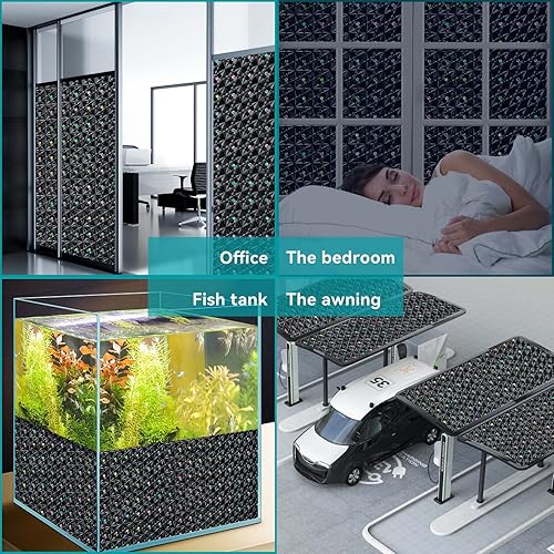 Miniatura 31 de Windimiley Película de privacidad para ventana, película de vitrales con control de calor UV, arcoíris esmerilado, película decorativa de baño