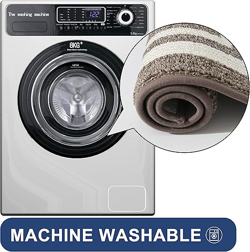 Miniatura 6 de COSY HOMEER Tapetes de cocina antideslizantes de polipropileno grueso para el hogar, lavable a máquina, 24 x 3524 x 60 pulgadas, marco marrón