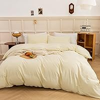 Vista 168 de ECOCOTT Juego de funda de edredón de 3 piezas, 100% algodón lavado, duradero, suave y cómodo, con cierre de cremallera, sin edredón, tamaño King