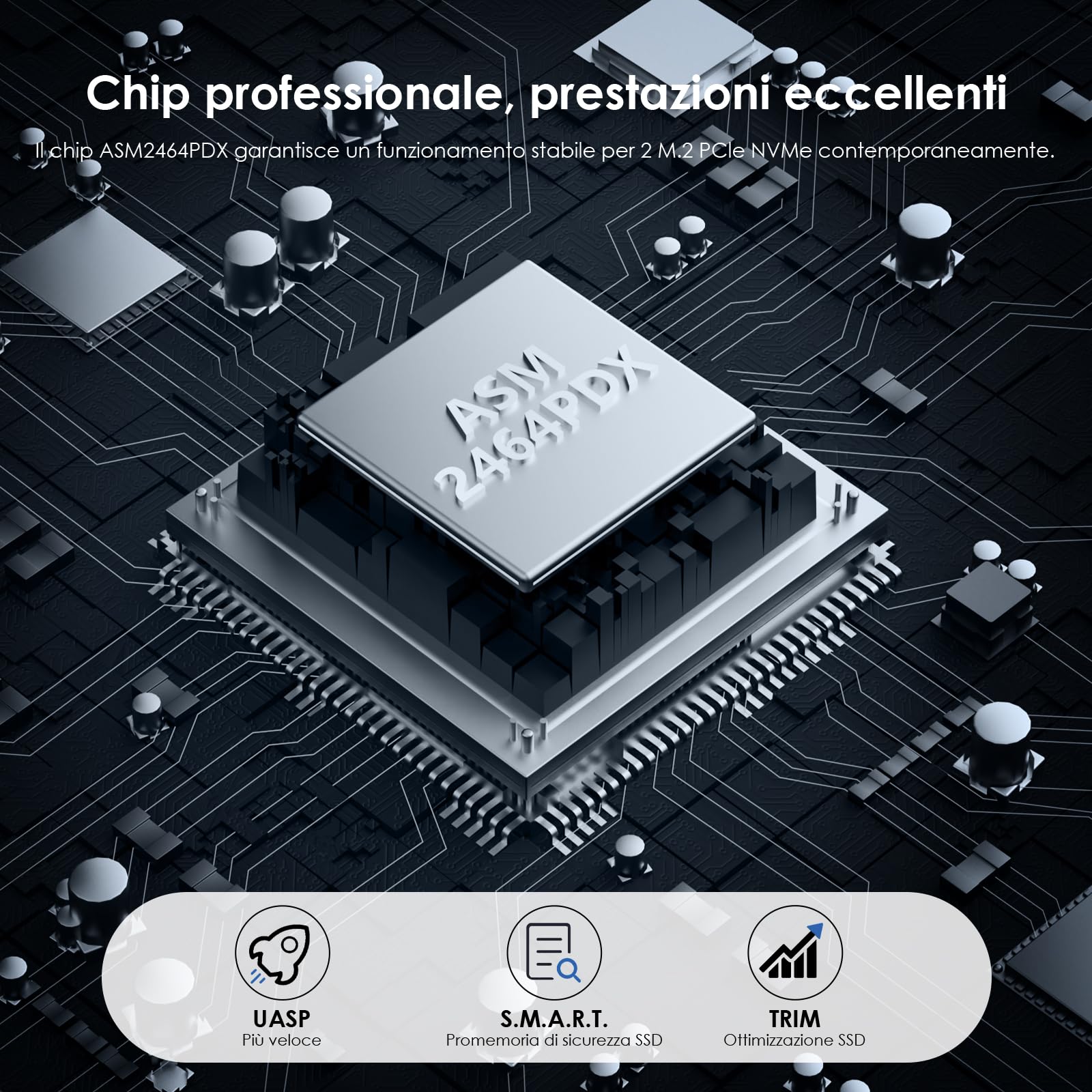 WAVLINK 40 Gbps M.2 Dual Bay NVMe Enclosure, alloggiamento SSD NVMe con ventola di raffreddamento, compatibile con Thunderbolt 5/4/3, USB 4/3.2/2.0, UASP e TRIM, clonazione offline, fino a 3300 MB/s