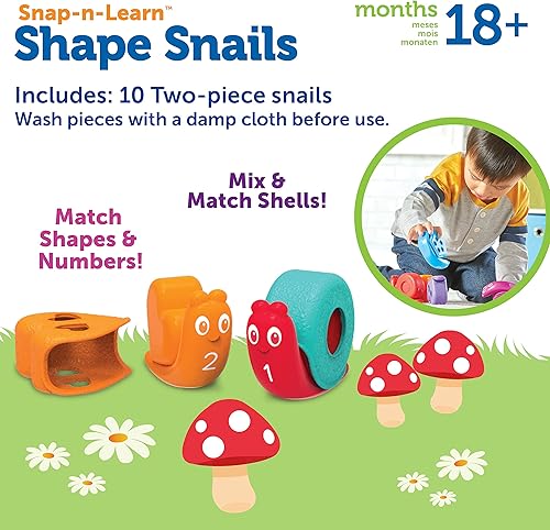Miniatura 5 de Learning Resources Snap-n-Learn - Caracoles con forma de 20 piezas, actividades de aprendizaje para niños de 18 años en adelante, juguetes