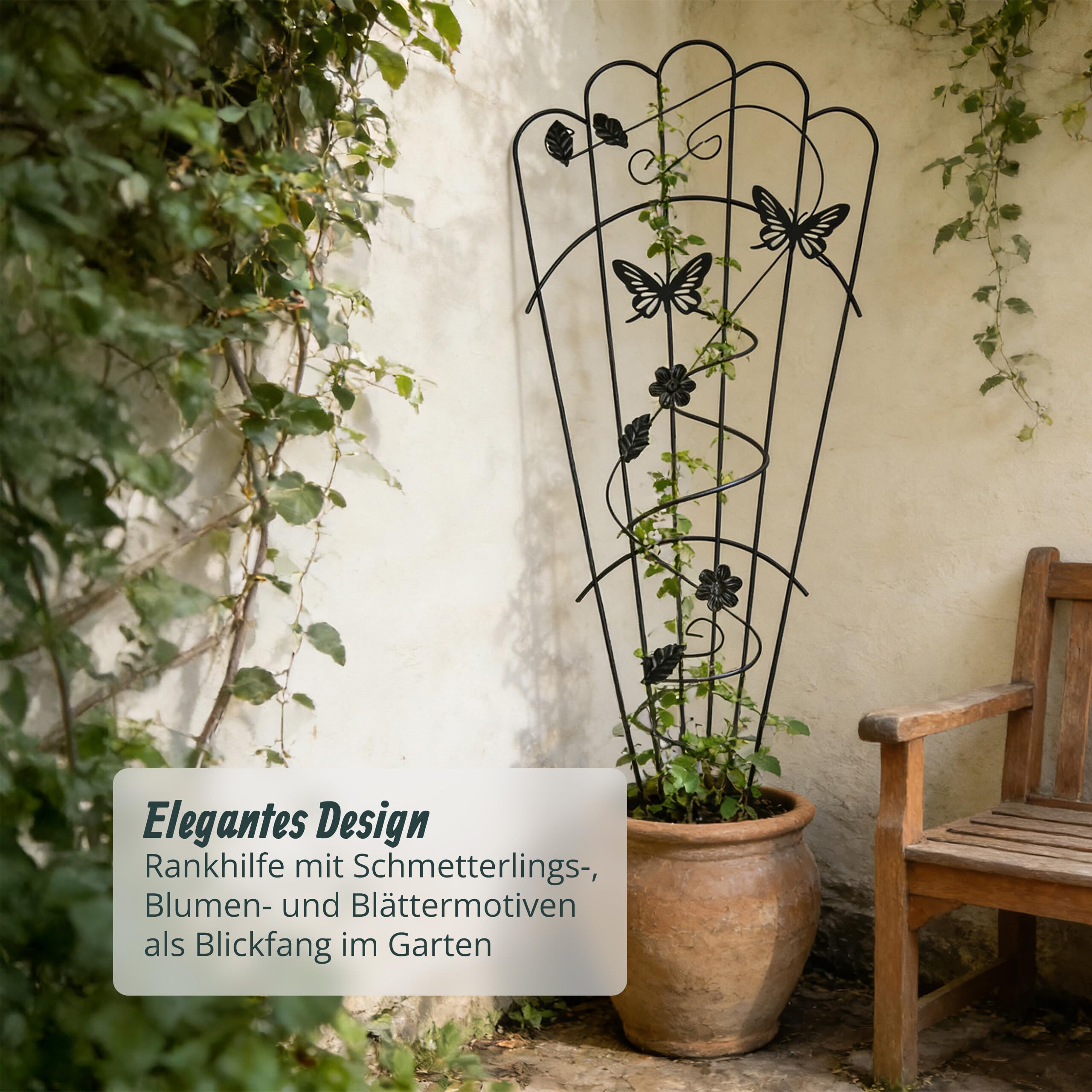 Relaxdays Rankgitter, 2er Set, HxB: 87 x 37 cm, Metall, Rankhilfe für Kletterpflanzen, Garten, Rosenrankhilfe, schwarz