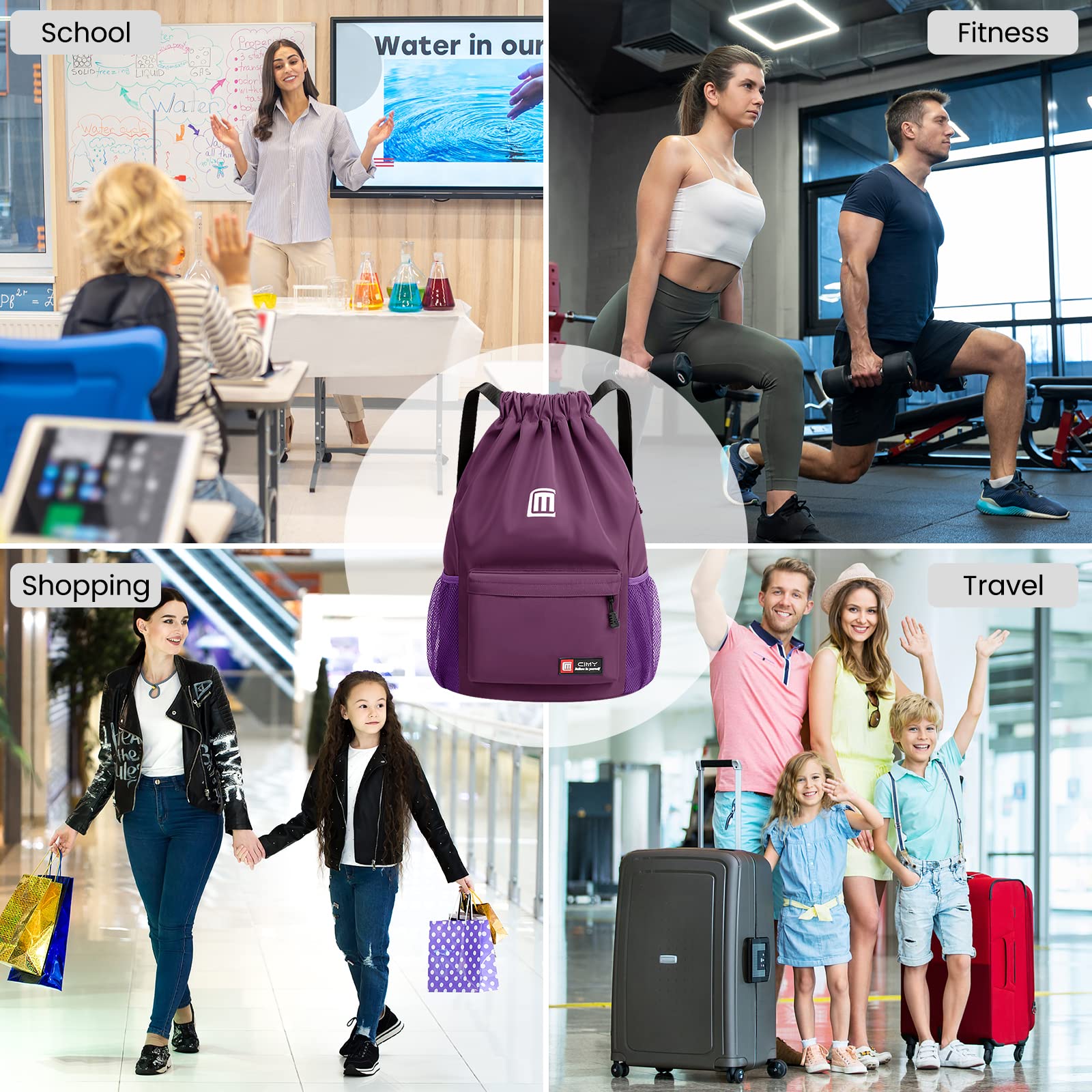 Eucomir Mochilas De Cuerdas, Mochila Deporte Mochila Gym De Malla Agua, Bolsa De Cordón Impermeable De Nylon Bolsa De Gimnasio Cordón — view 7