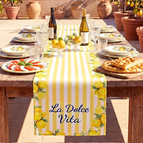 Newwiee Italian Summer Lemon Party Decorations 13x72 Inch Capri Lemon