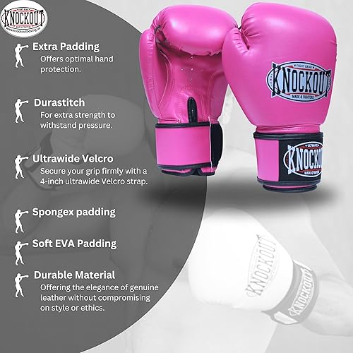 Miniatura 8 de Juego de 2 pares de guantes de boxeo para adultos con sensación premium para entrenamiento de gimnasio en casa y competición, lo mejor para