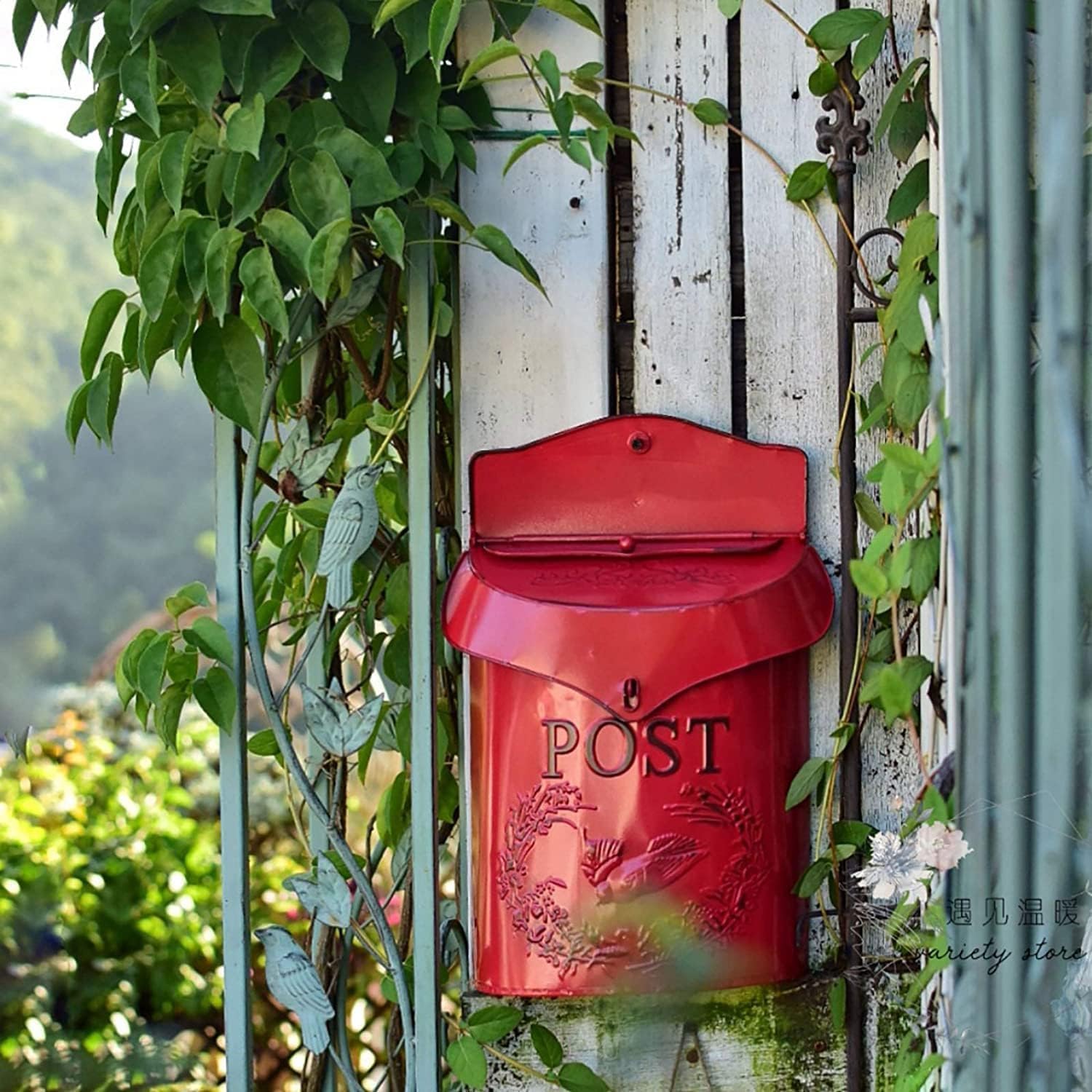 Key Drop Box Mailbox Metal Iron Drop Box Creative Irregular Post Box Vintage with Lock and Key Parcel Box Outdoor Garden Suggestion Box Easy to Install