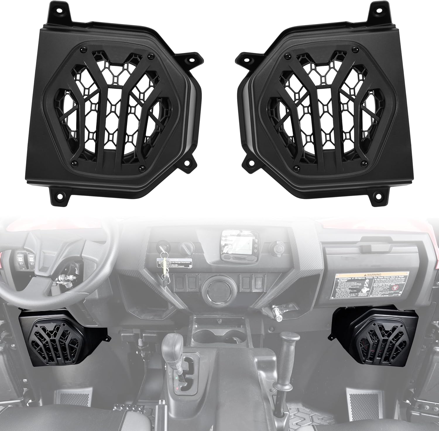 SAUTVS 6.5" Under Dash Speaker Pods for Kawasaki Teryx 800, Under Dashboard Speaker Enclosures Pods Holders for Kawasaki Teryx / Teryx4 2016-2025 Accessories(One Pair)