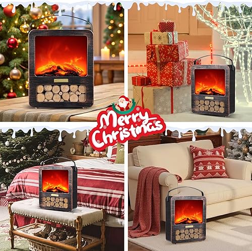 Miniatura 7 de Fake Fireplace Lanterns Decorative, USB/Battery Operated Fireplace with Realistic Flame Effect, Portable Small Fake Fire Place for Christmas