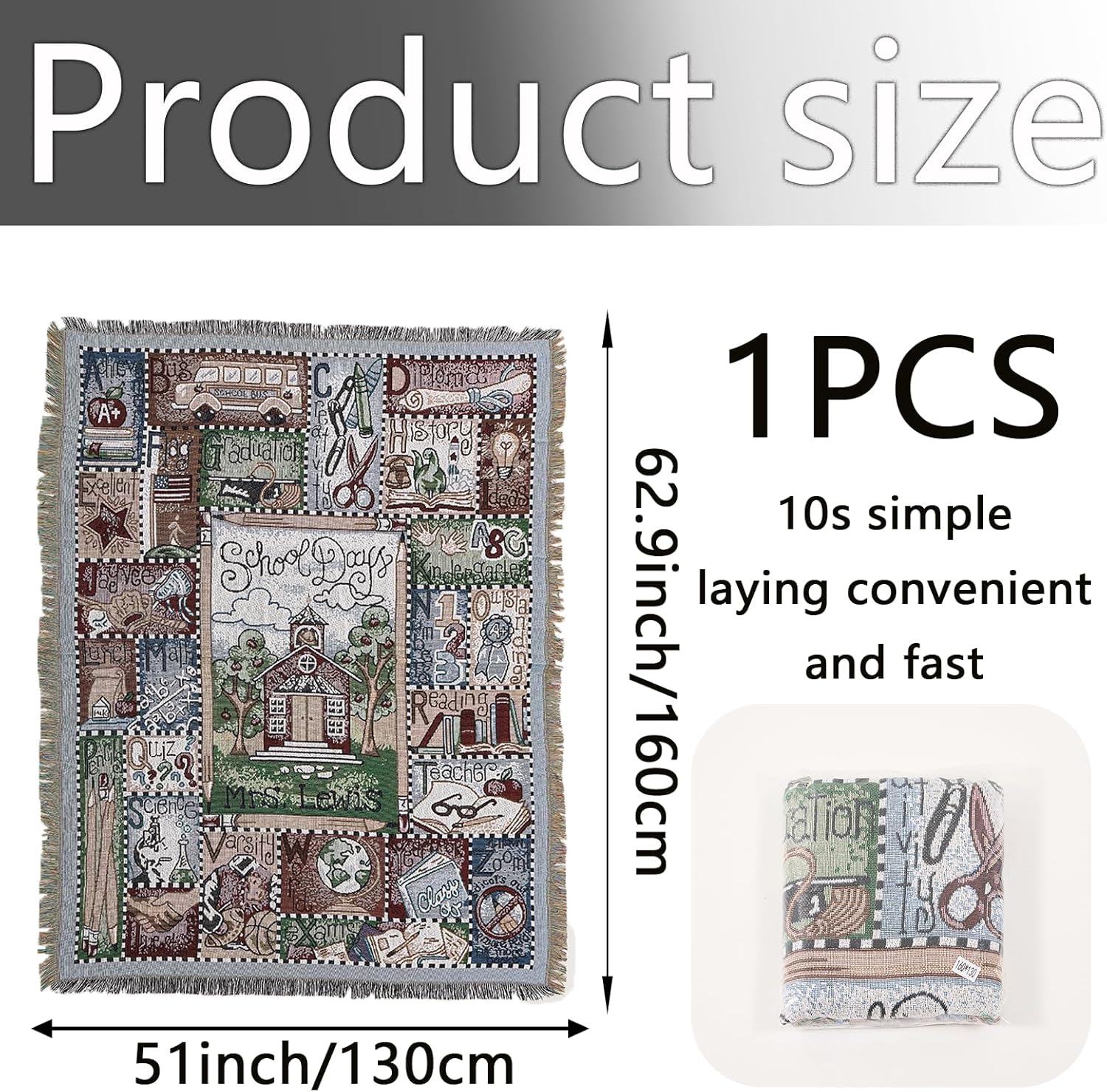 Luxury Lightweight Throw Blanket Oversized 63x52 Inches Cotton Blanket for Couch Lightweight Cozy Perfect for Sofa Bed Couch, Machine Washable, Gift Idea, Home Dorm Decor Off (Blue)