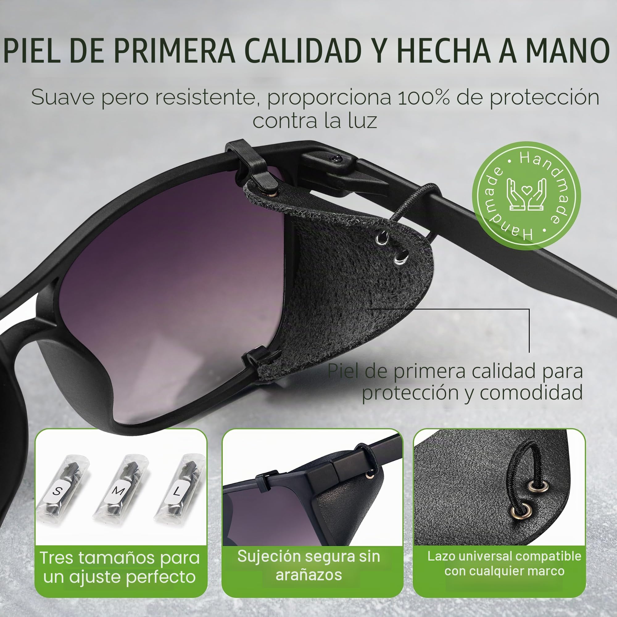 Negro Protector lateral desmontable para gafas de sol, protector lateral de cuero para proteger sus ojos, protector lateral universal