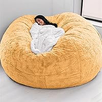 Vista 14 de Funda para silla tipo puf de piel gigante para niños y adultos, (sin relleno), muebles de sala de estar, grande, redondo, suave, esponjoso, de piel