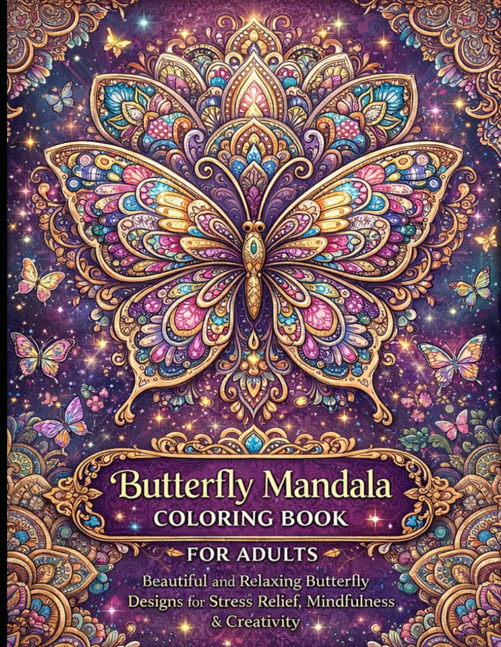 Butterfly Mandala Coloring Book for Adults: Beautiful and Relaxing Butterfly Designs for Stress Relief, Mindfulness & Creativity