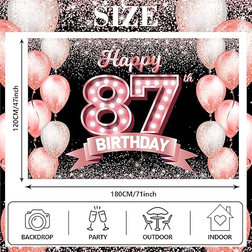 Vista 482 de Happy 21st Birthday Rose Gold Banner Backdrop Cheers to 21 Years Old Confetti Balloons Theme Decor Decorations for Women 21 Years Old Pink Birthday