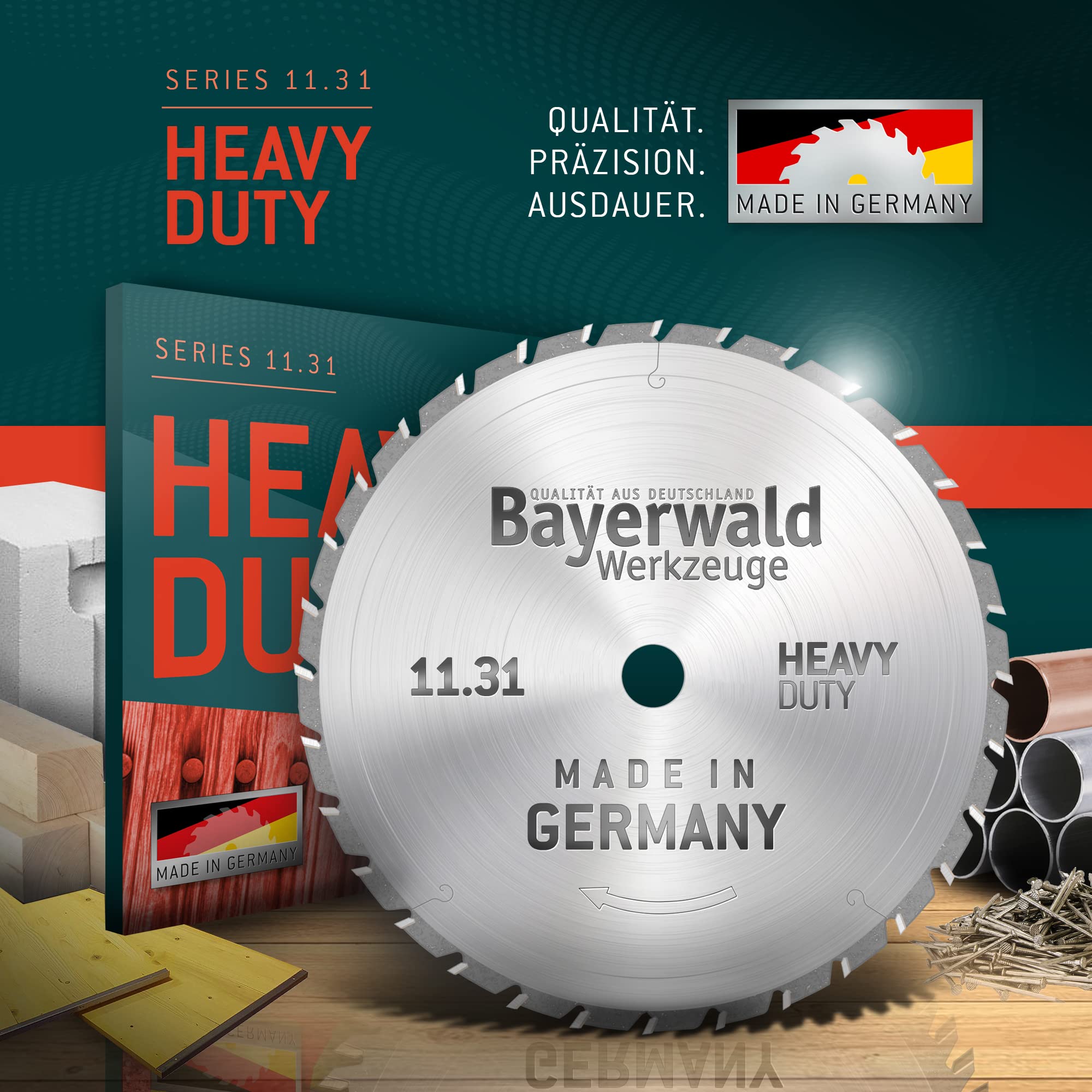 Bayerwald - Lama per sega circolare in metallo duro, diametro 450 mm x 4,2 mm x 30 mm, dentatura piatta con smusso (32 denti)