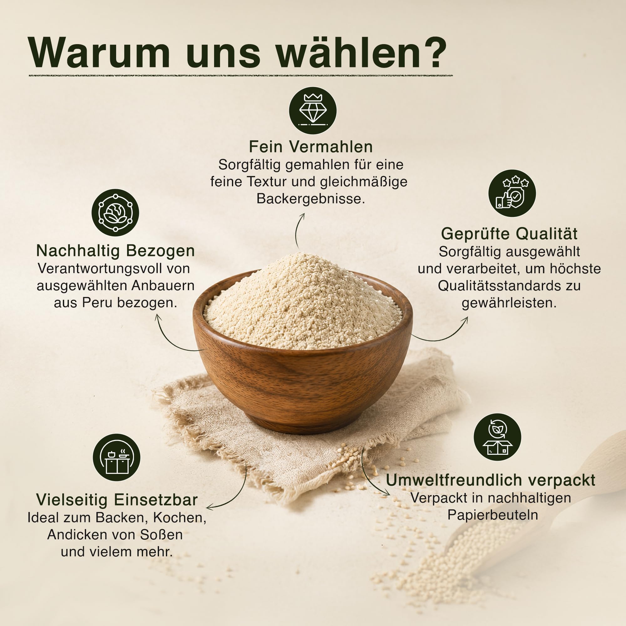 Bio - mąka z komosy ryżowej 2 kg | bezglutenowa | wegańska | pełnoziarnista