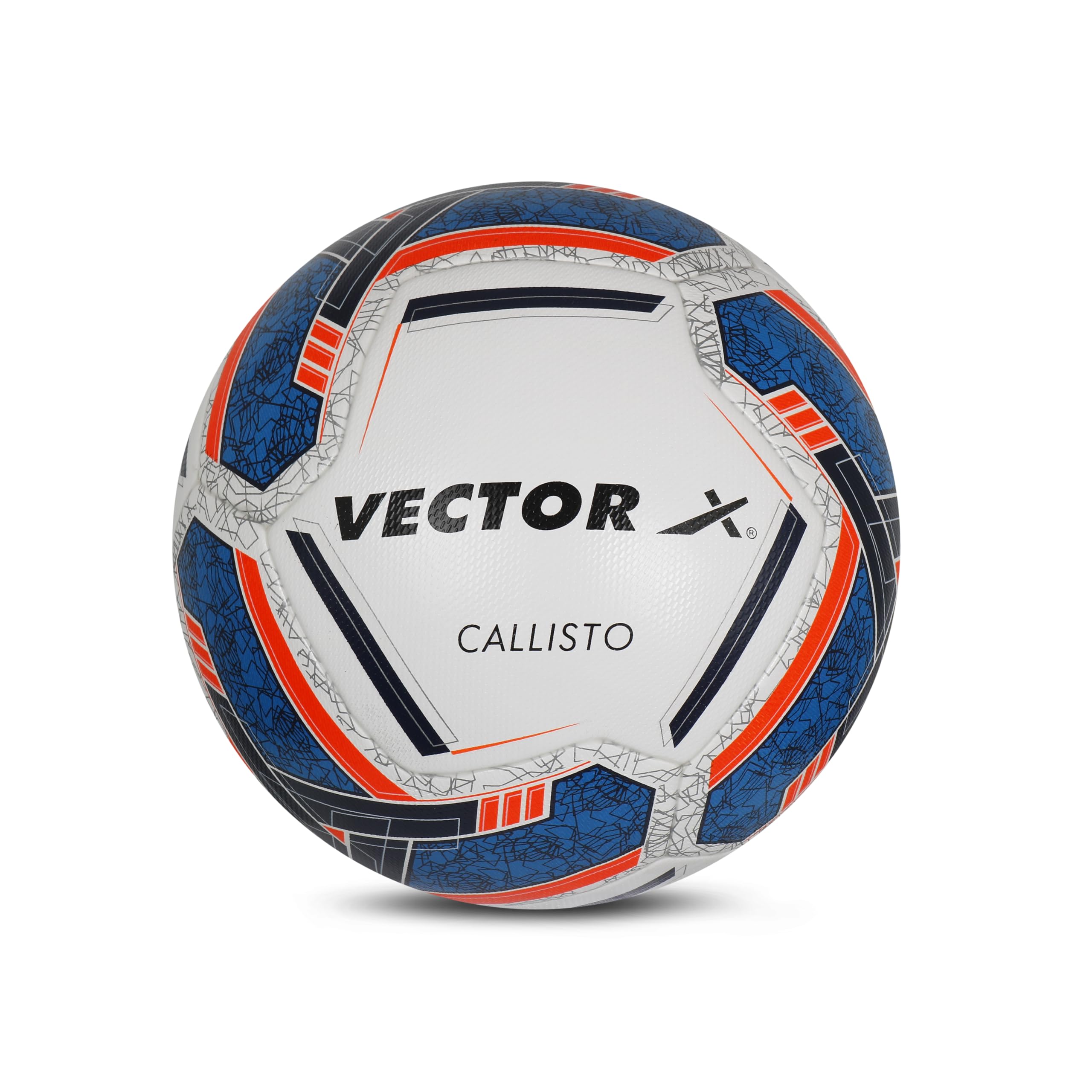 Vector X 8 Panel Callisto Microfiber Embose PU Thermobonded FIFA Quality Indoor/Outdoor Football with Latex Bladder, Blue-Orange, Size 5, Suitable for Match and Training for Adults 15+ Years