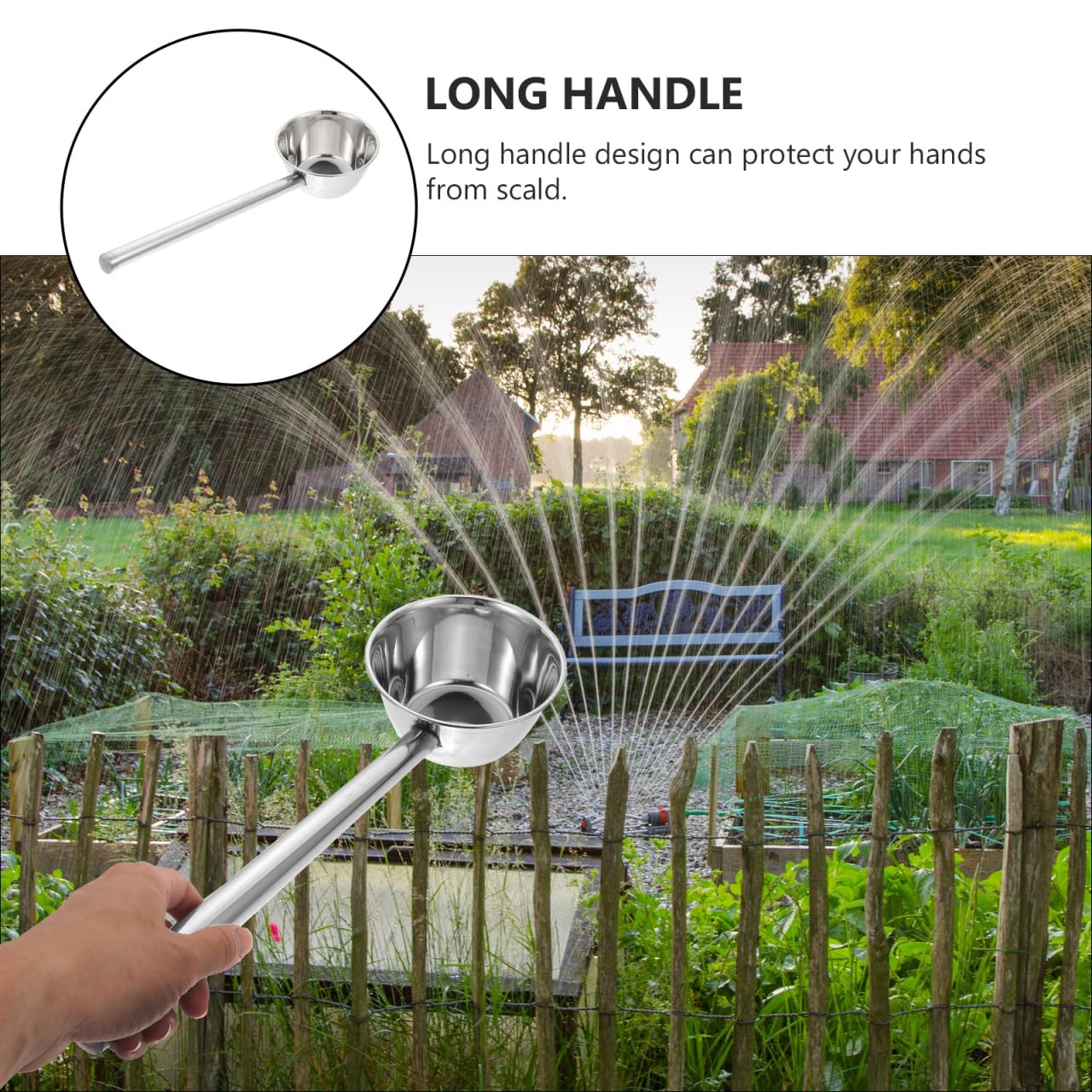ABOOFAN 1 louche à eau à long manche en acier inoxydable fiable pour arroser le jardin et la cuisine pour un versement facile