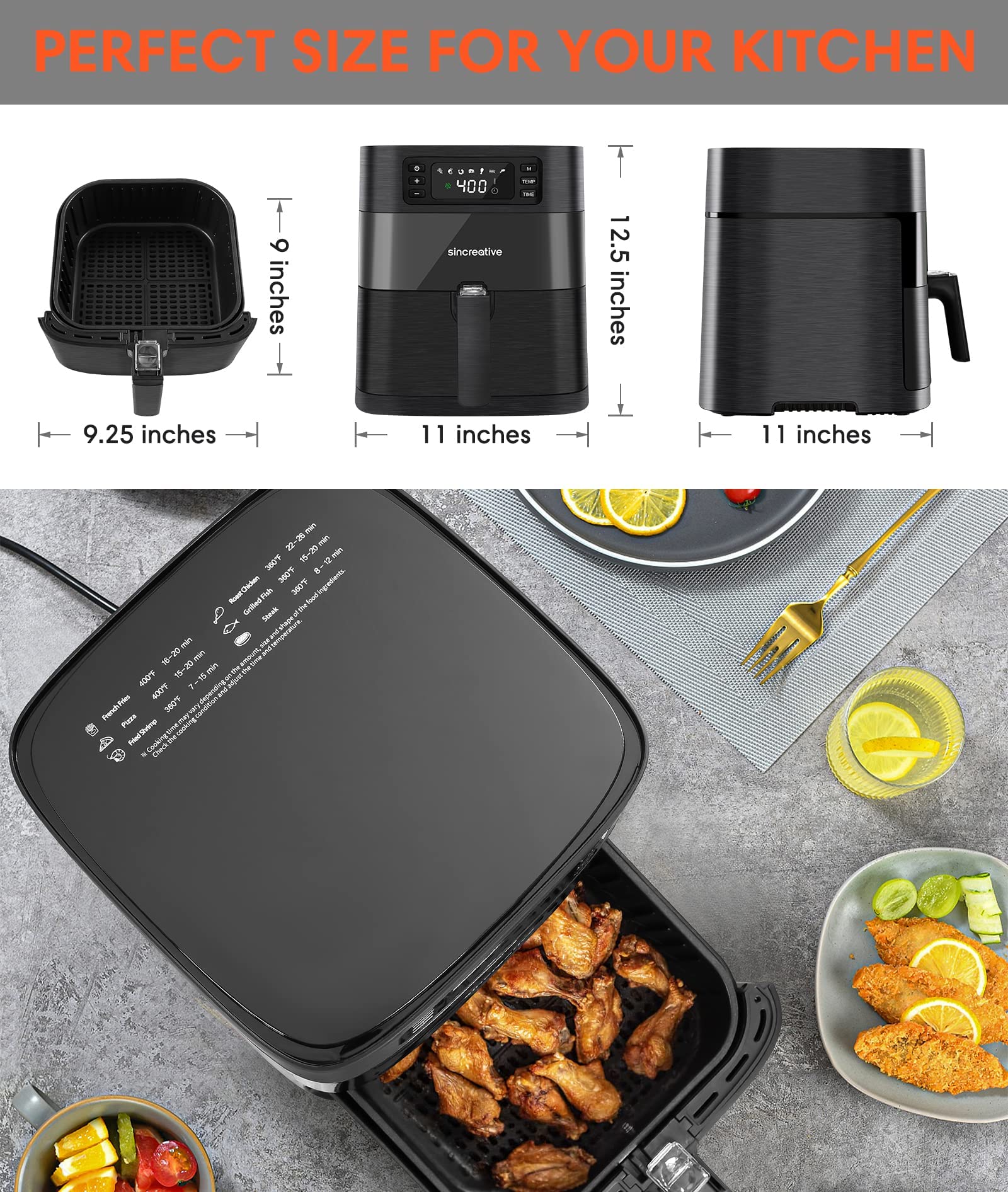 Air Fryer XL, 5.8 QT Hot Air Fryer Oven to Grill Bake Roast, 7in1