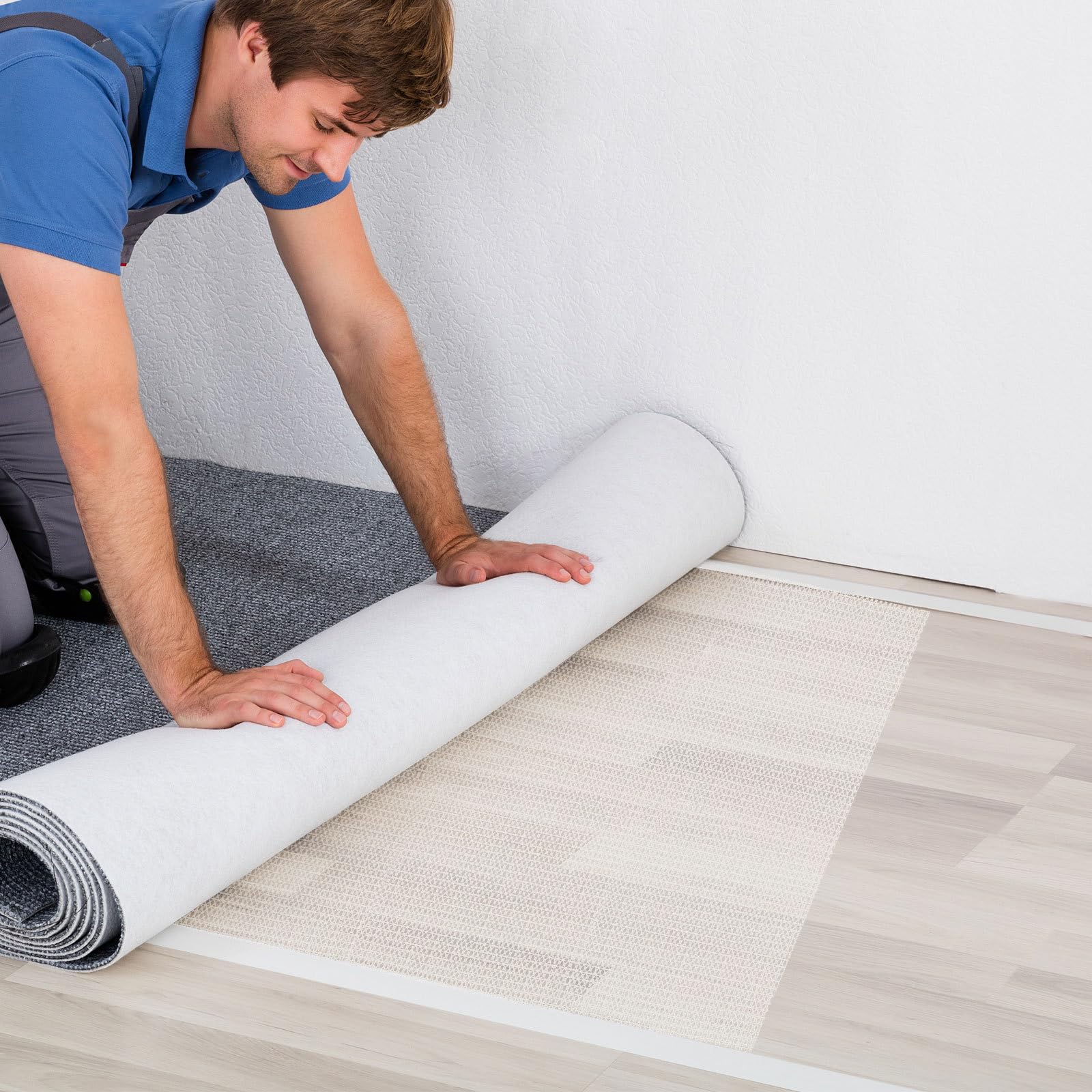 Artibetter Alfombra Antideslizante para Protección de Suelos de PVC Blanco 200x300cm Adecuado para Proteger Suelos de Madera y Evitar Resbalones
