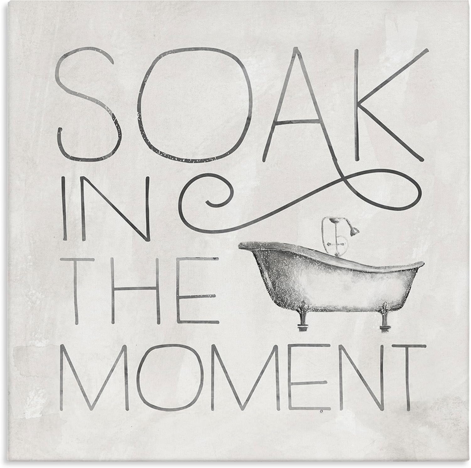 Stupell Industries 'Vintage Bathroom Soak Phrase', Canvas Art, 36 x 36 Inches, Easy to Hang and Sturdy, Made in USA, by Nina Pierce