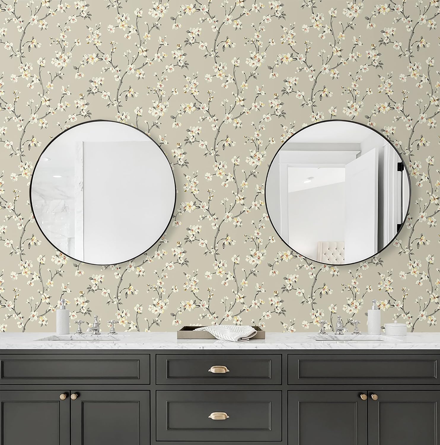 Surface Style Sakura Floral Peel and Stick Wallpaper, (Sterling)
