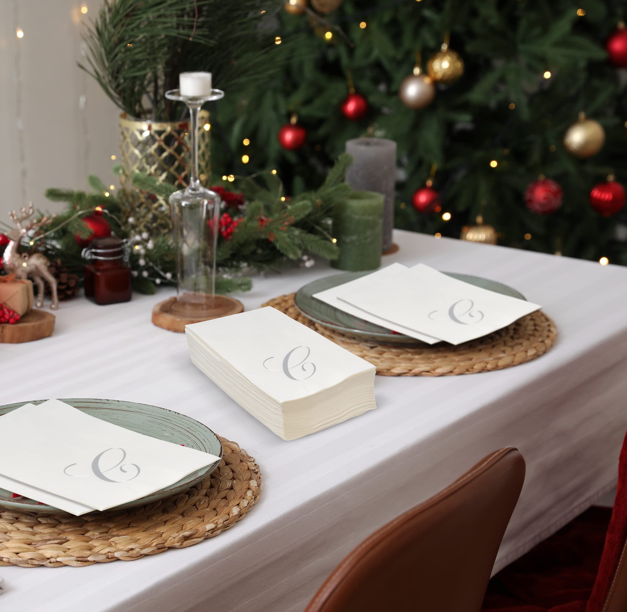 Lot 6 serviettes quadrillage orangé monogrammes CB - Le Grenier de Lisette