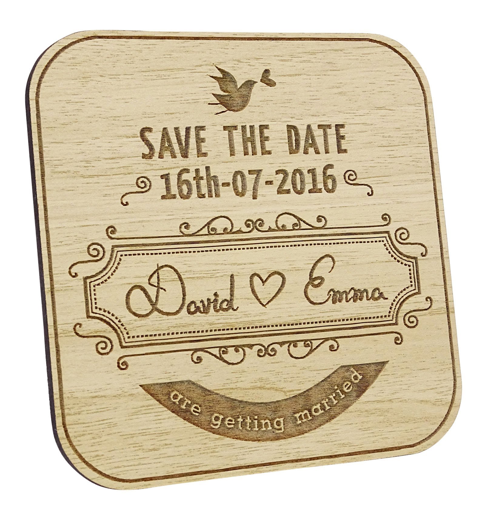 Darling Souvenir Grabado de Madera de Encargo del imán Gift 25 Boda rústica imán de la Fecha de Madera