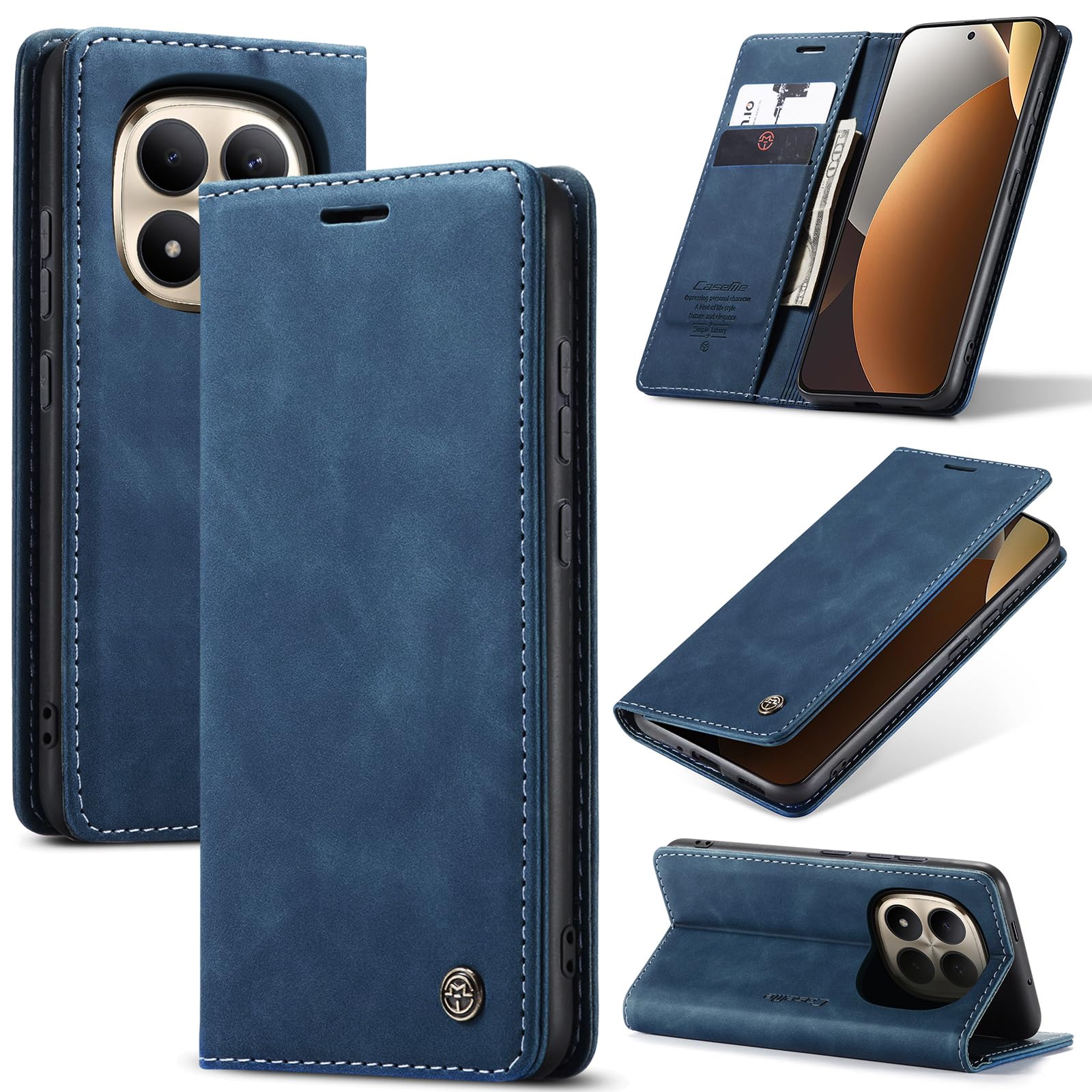Azororo Cover per Redmi Note 15 Pro+ 5G, Premium PU Pelle Custodia, Magnetica Carta Fessura Portafoglio Case, Flip Cavalletto Custodia per Redmi Note 15 Pro+ 5G - Blu