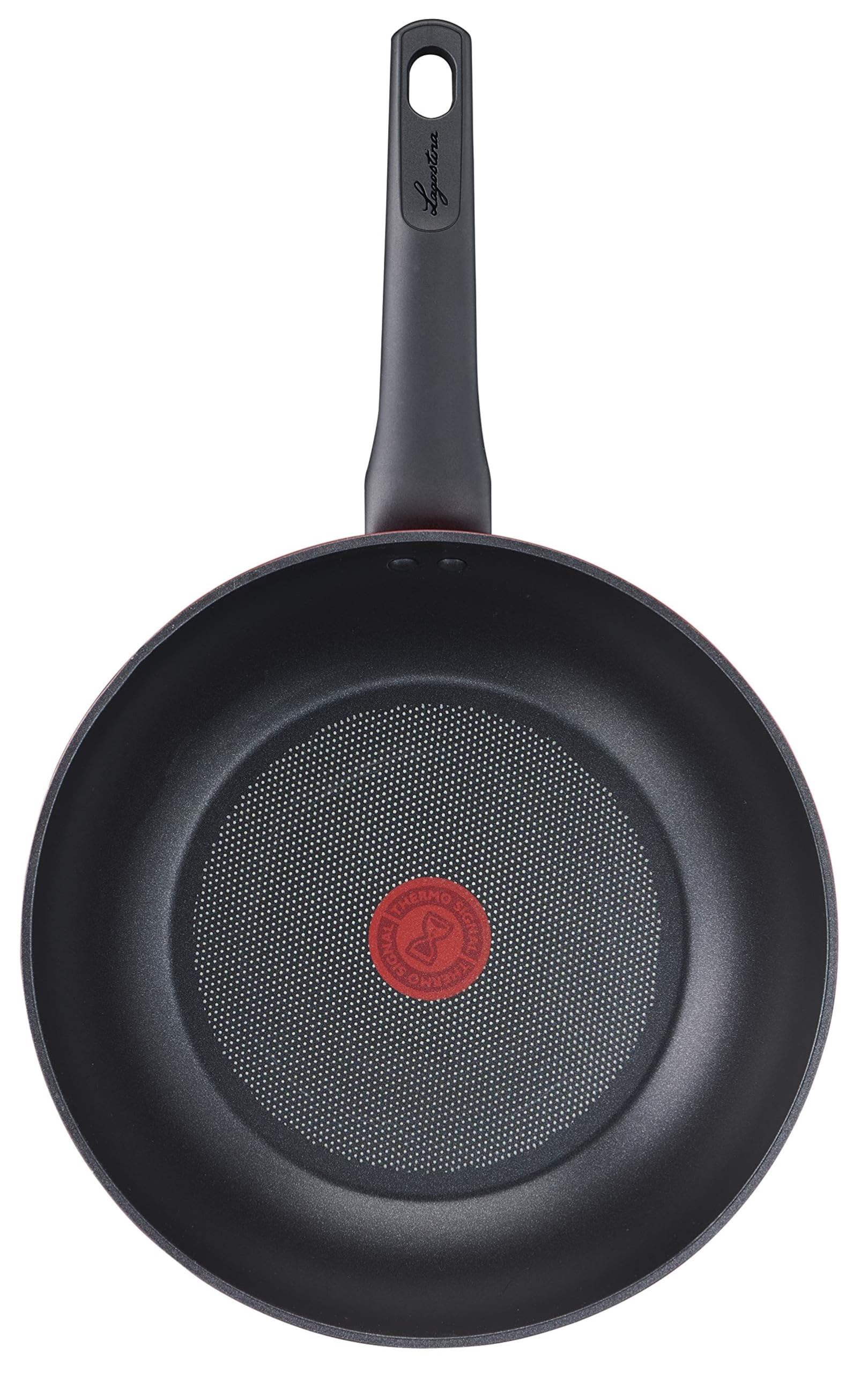 Lagostina Wok Antiaderente in Alluminio Ø 28 cm, Induzione, Gas e Forno, con Indicatore Cottura Thermo-Signal, Rivestimento Titanium Easy, Manico Ergonomico in Bakelite