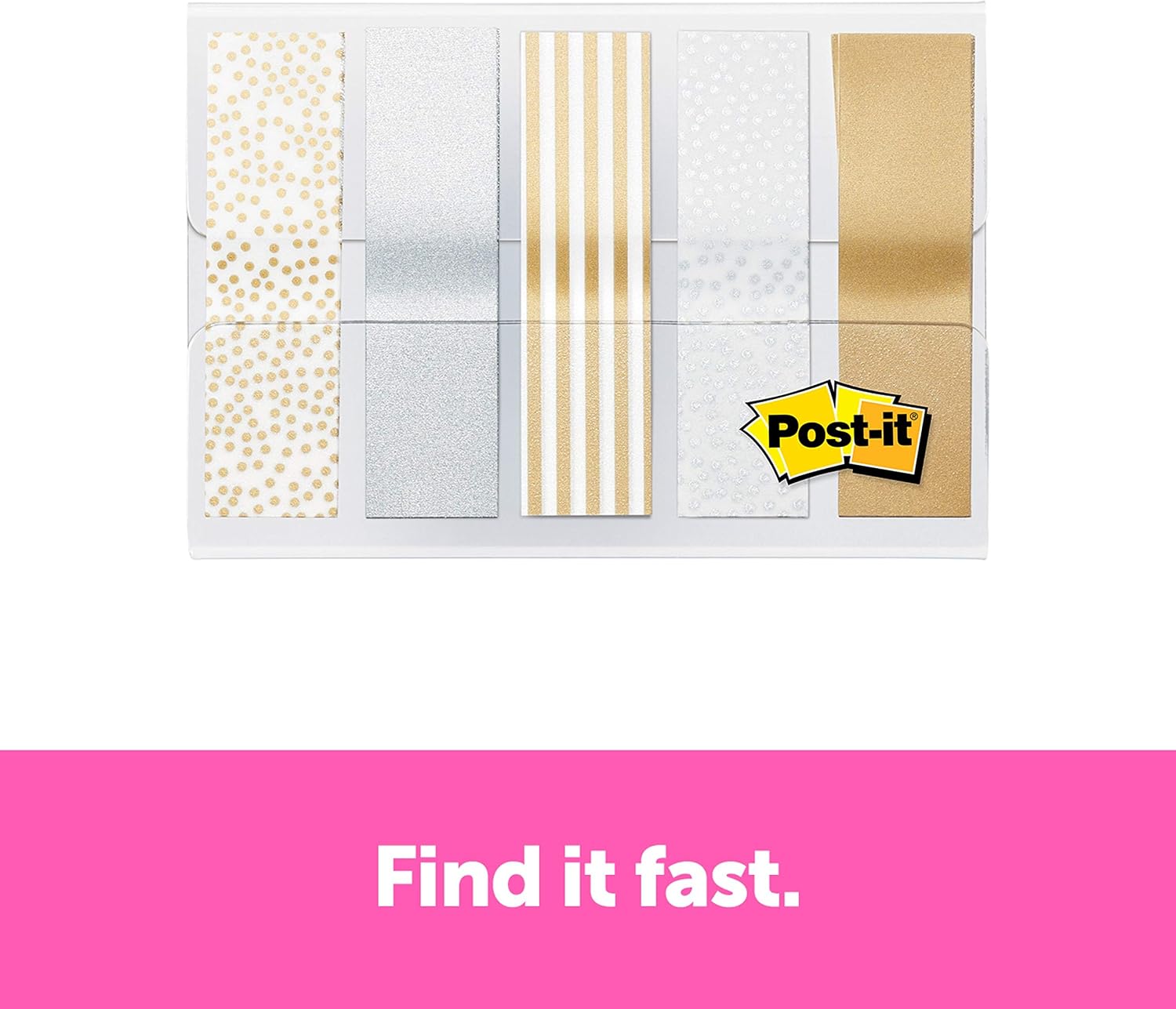 Post-it Flags, 100 Count, .47 in Wide, Assorted Metallic Designs (684-METAL)